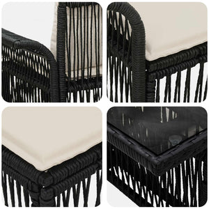 Σετ Καναπέ Κήπου 12 τμχ. Μαύρο και Κρεμ Λευκό συνθετικό ρατάν