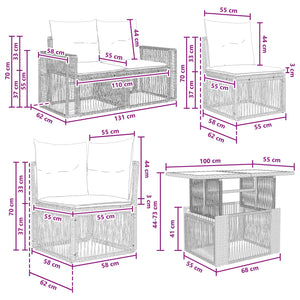 Σετ Καναπέ Κήπου 10 τμχ. Γκρι και Σκούρο Γκρι συνθετικό ρατάν