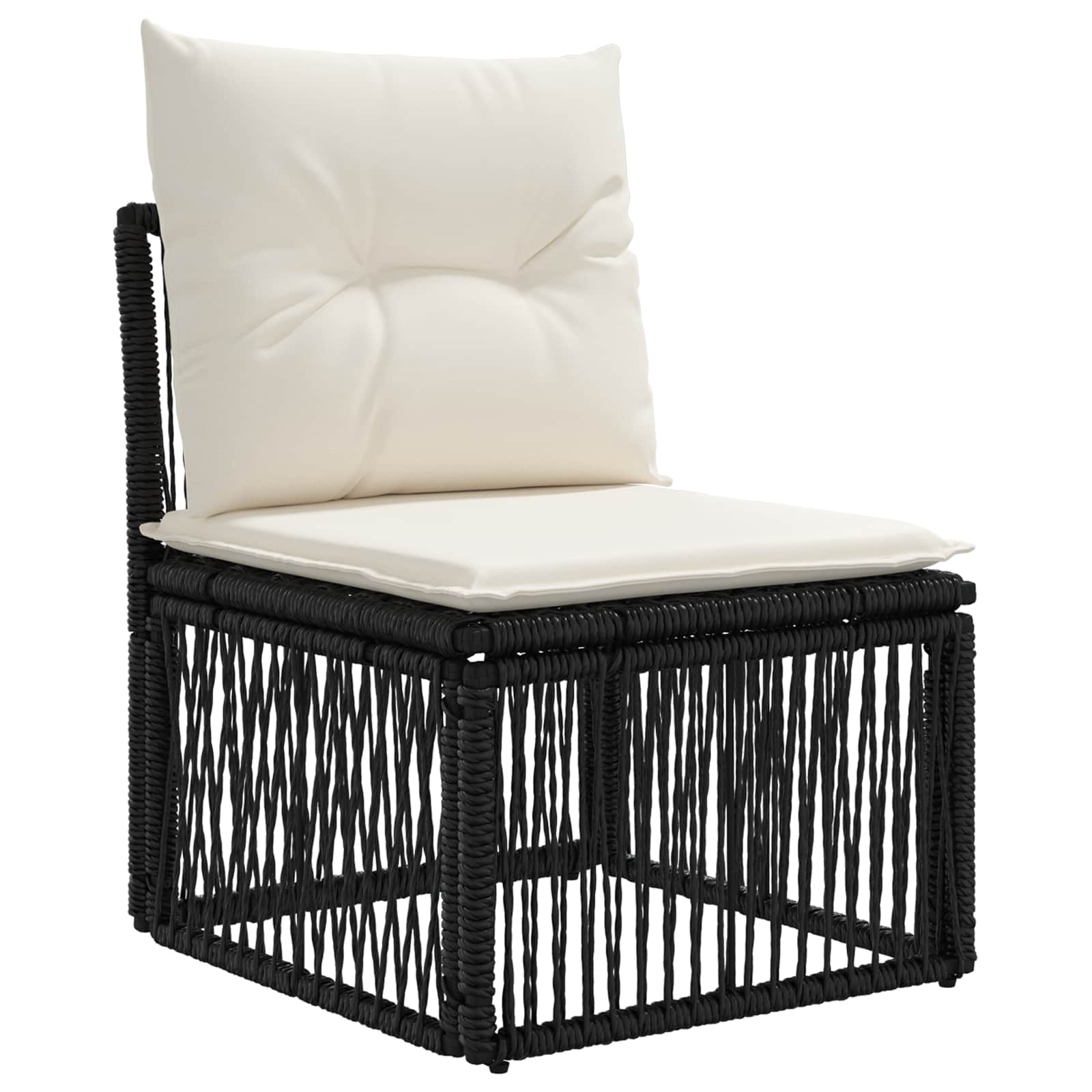 Σετ Καναπέ Κήπου 8 τμχ. Μαύρο και Κρεμ Λευκό συνθετικό ρατάν