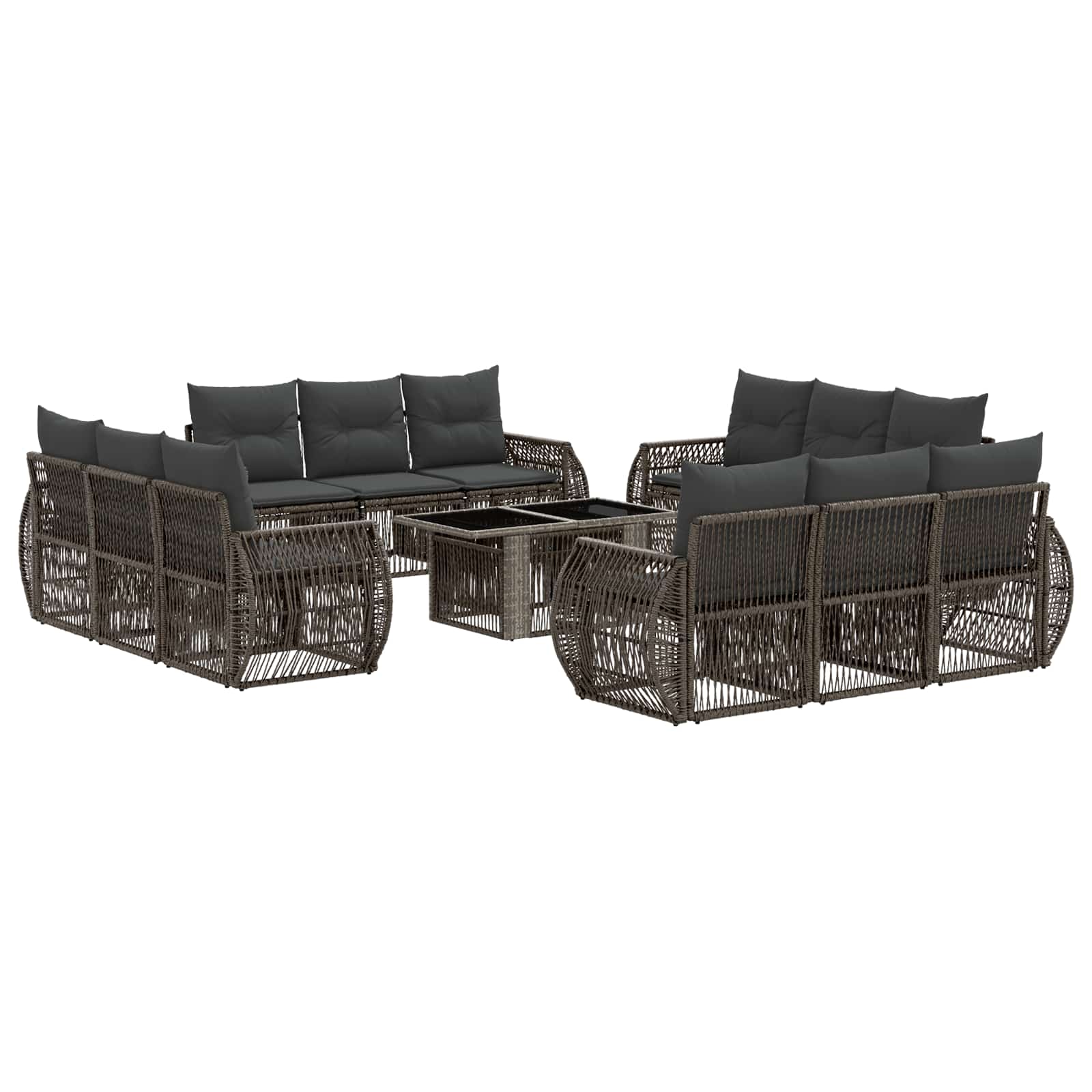 Σετ Καναπέ Κήπου 13 τμχ. Γκρι και Σκούρο Γκρι συνθετικό ρατάν