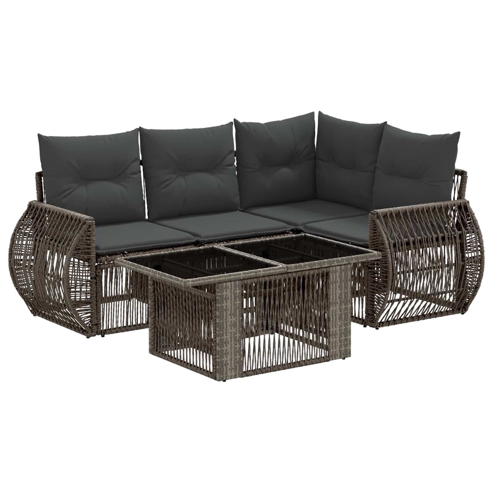 Σετ Καναπέ Κήπου 5 τμχ. Γκρι και Σκούρο Γκρι συνθετικό ρατάν - Pakobazaar