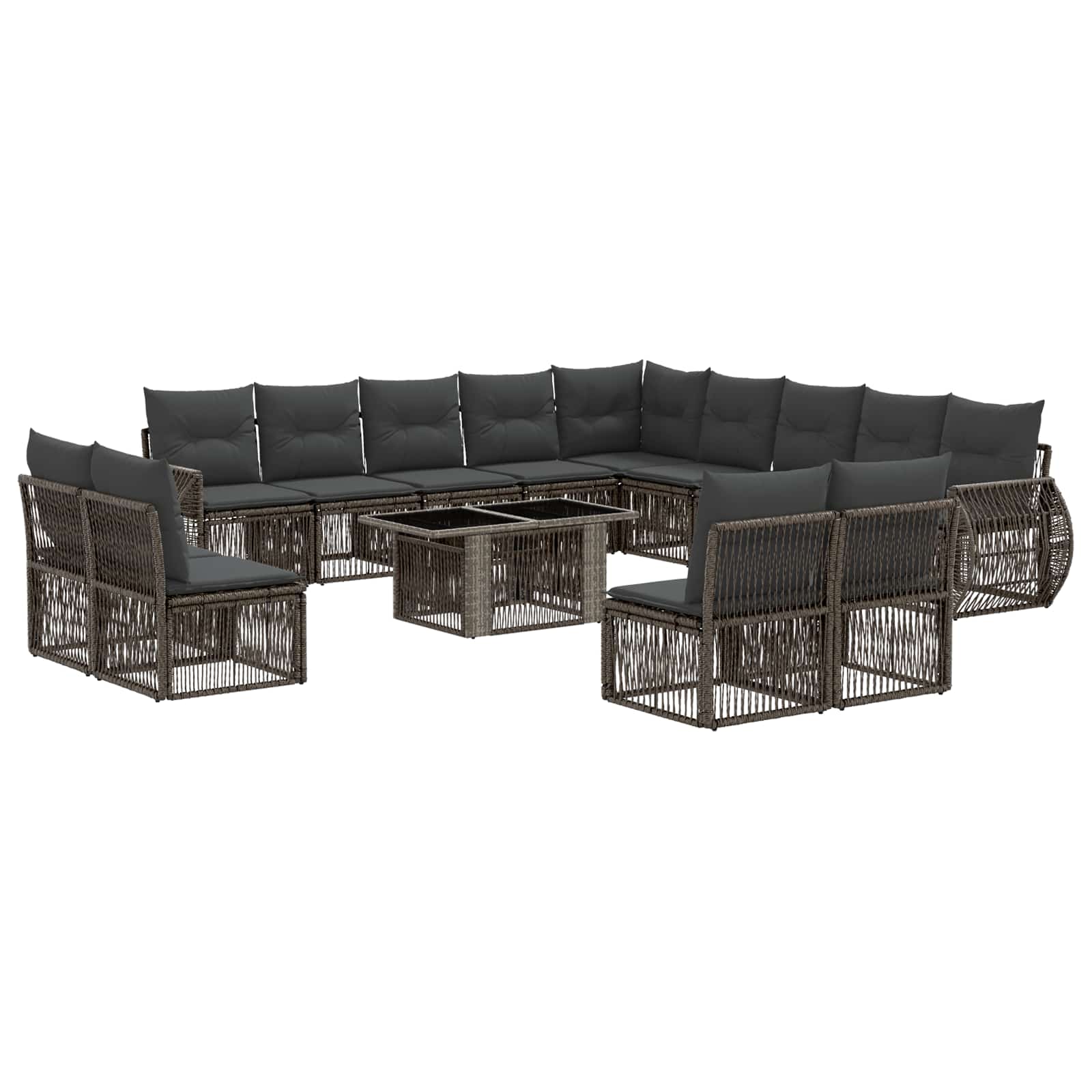 Σετ Καναπέ Κήπου 14 τμχ. Γκρι και Σκούρο Γκρι συνθετικό ρατάν - Pakobazaar