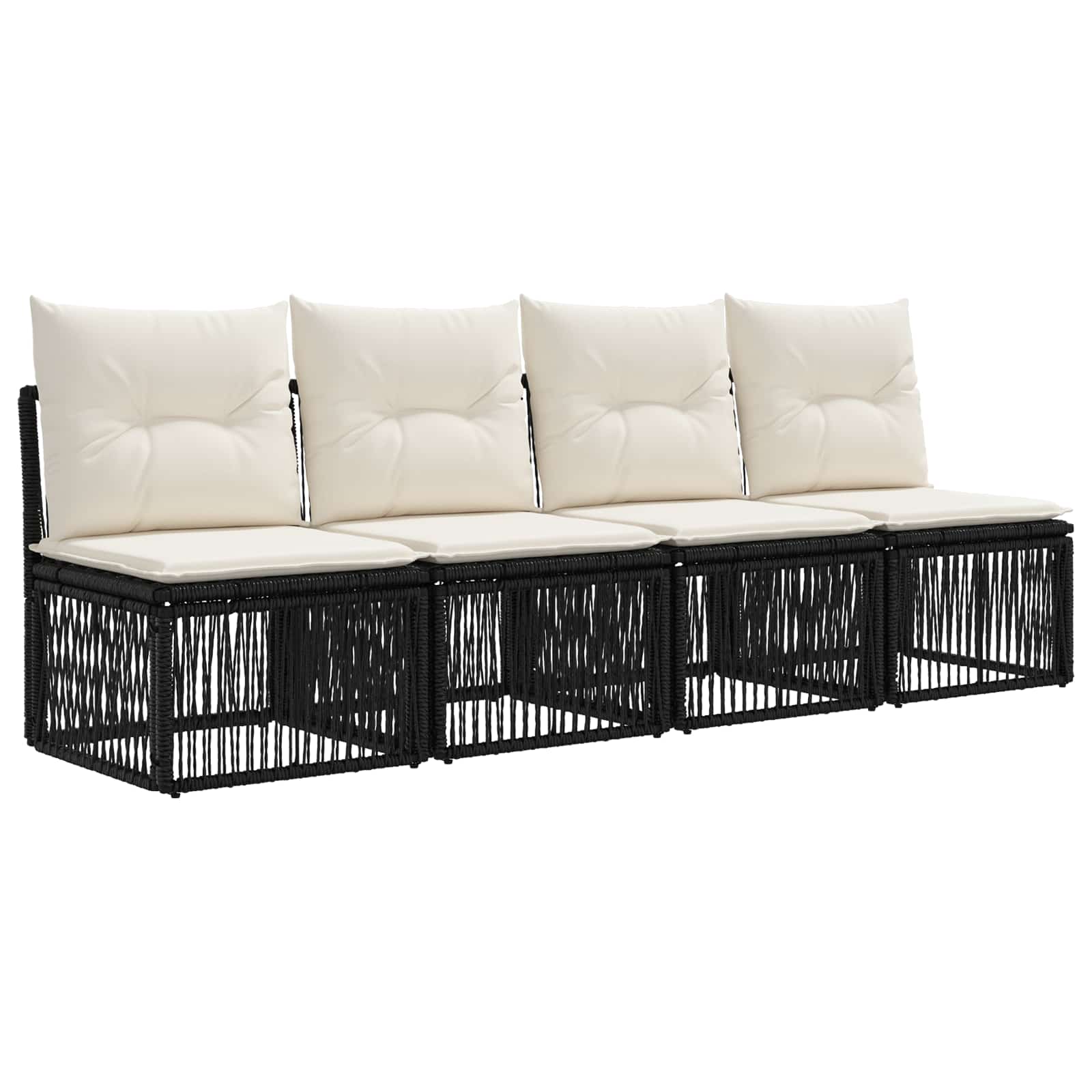 Σετ Καναπέ Κήπου 11 τμχ. Μαύρο και Κρεμ Λευκό συνθετικό ρατάν - Pakobazaar