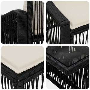 Σετ Καναπέ Κήπου 7 τμχ. Μαύρο και Κρεμ Λευκό συνθετικό ρατάν