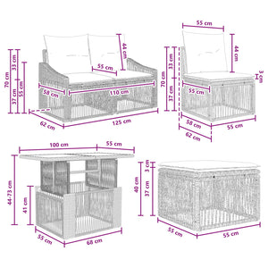 Σετ Καναπέ Κήπου 7 τμχ. Γκρι και Σκούρο Γκρι συνθετικό ρατάν