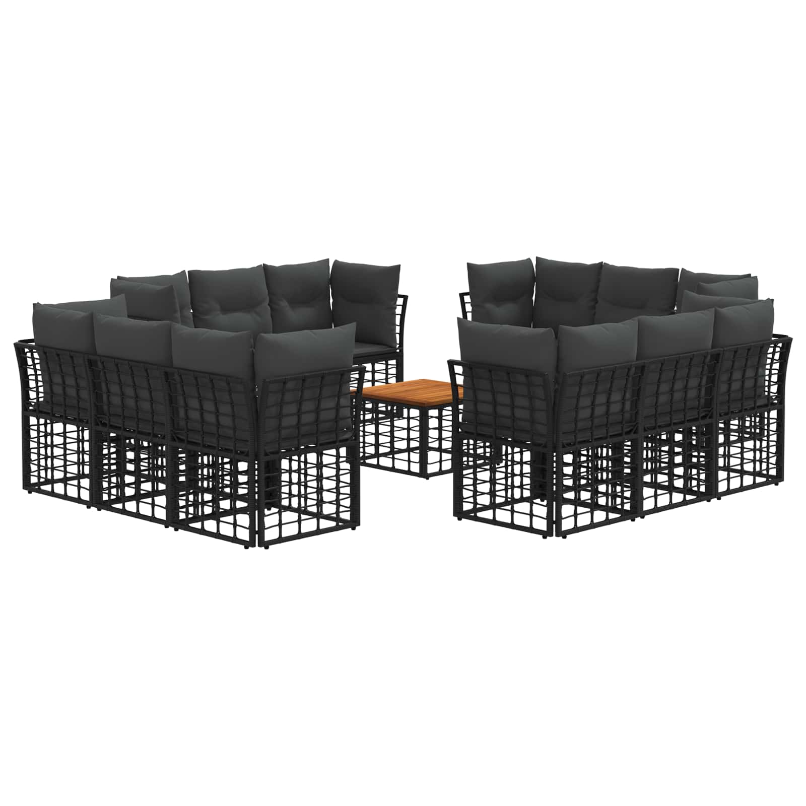 Σειρά Καναπέ Εξωτερικού 13 pcs Μαύρο και Σκούρο Γκρίζο - Pakobazaar