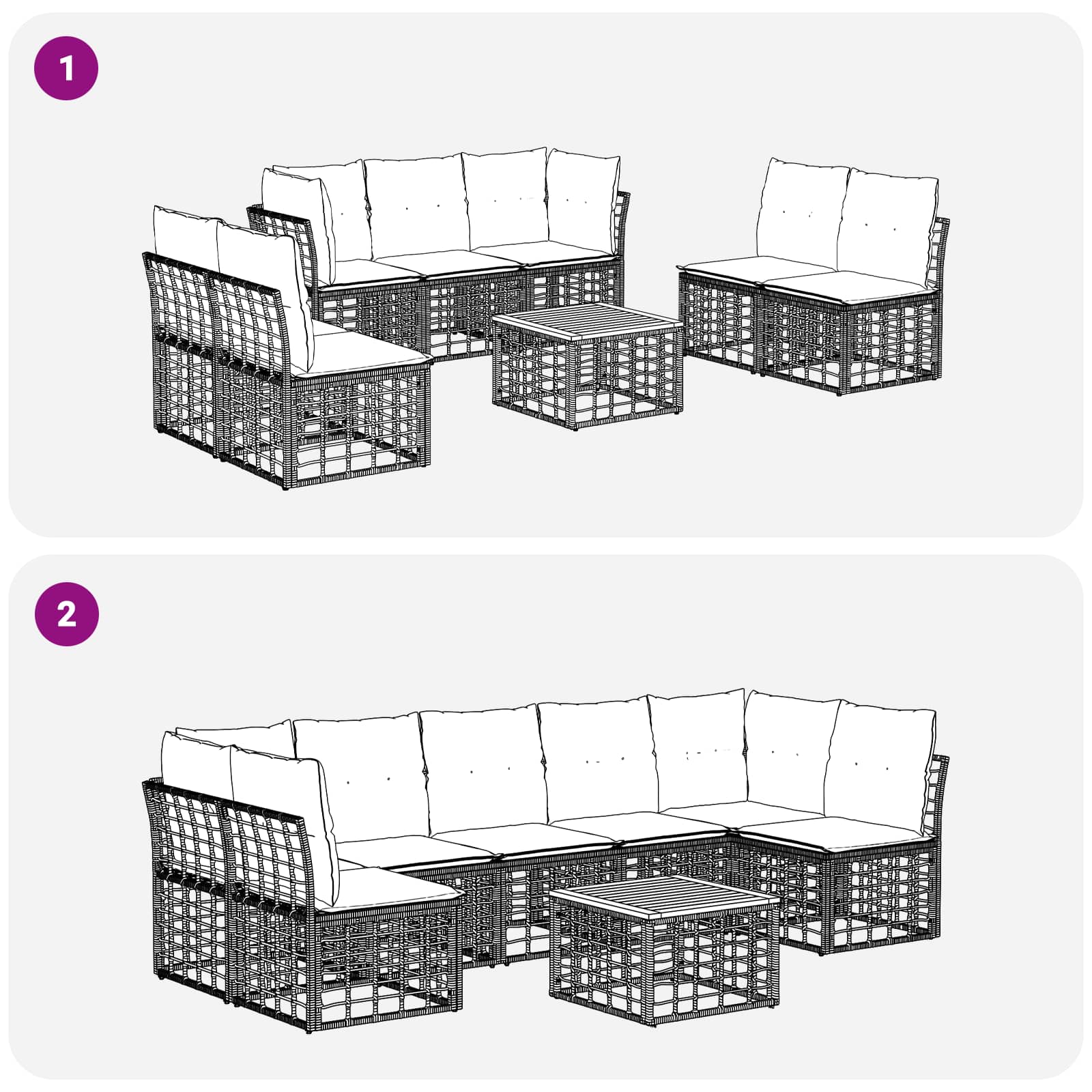 Σειρά Καναπέ Εξωτερικού 8 pcs Φυσικό και Κρέμα Λευκό - Pakobazaar