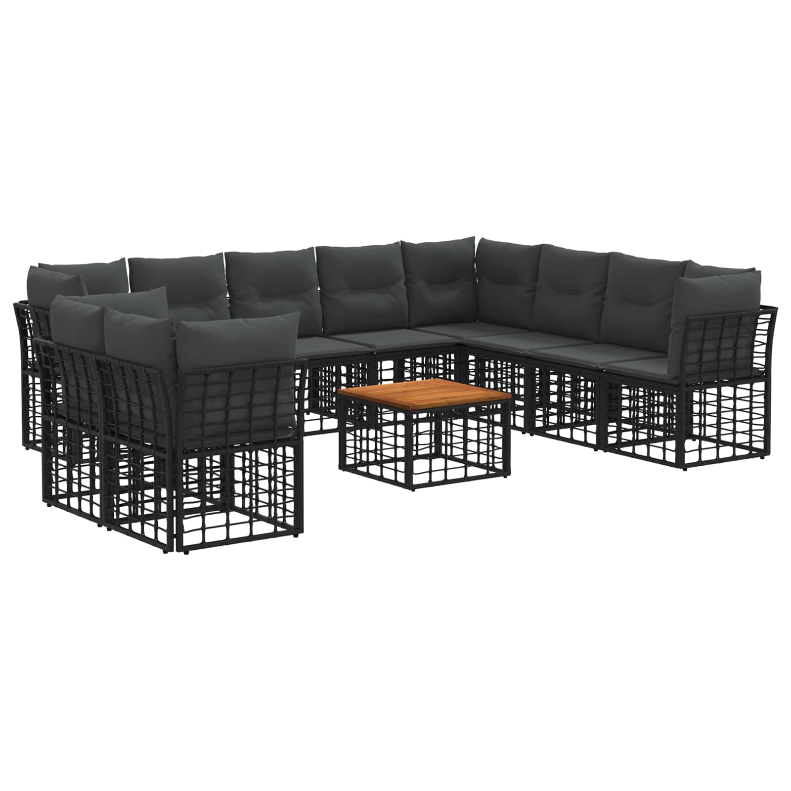 Σειρά Καναπέ Εξωτερικού 11 pcs Μαύρο και Σκούρο Γκρίζο - Pakobazaar