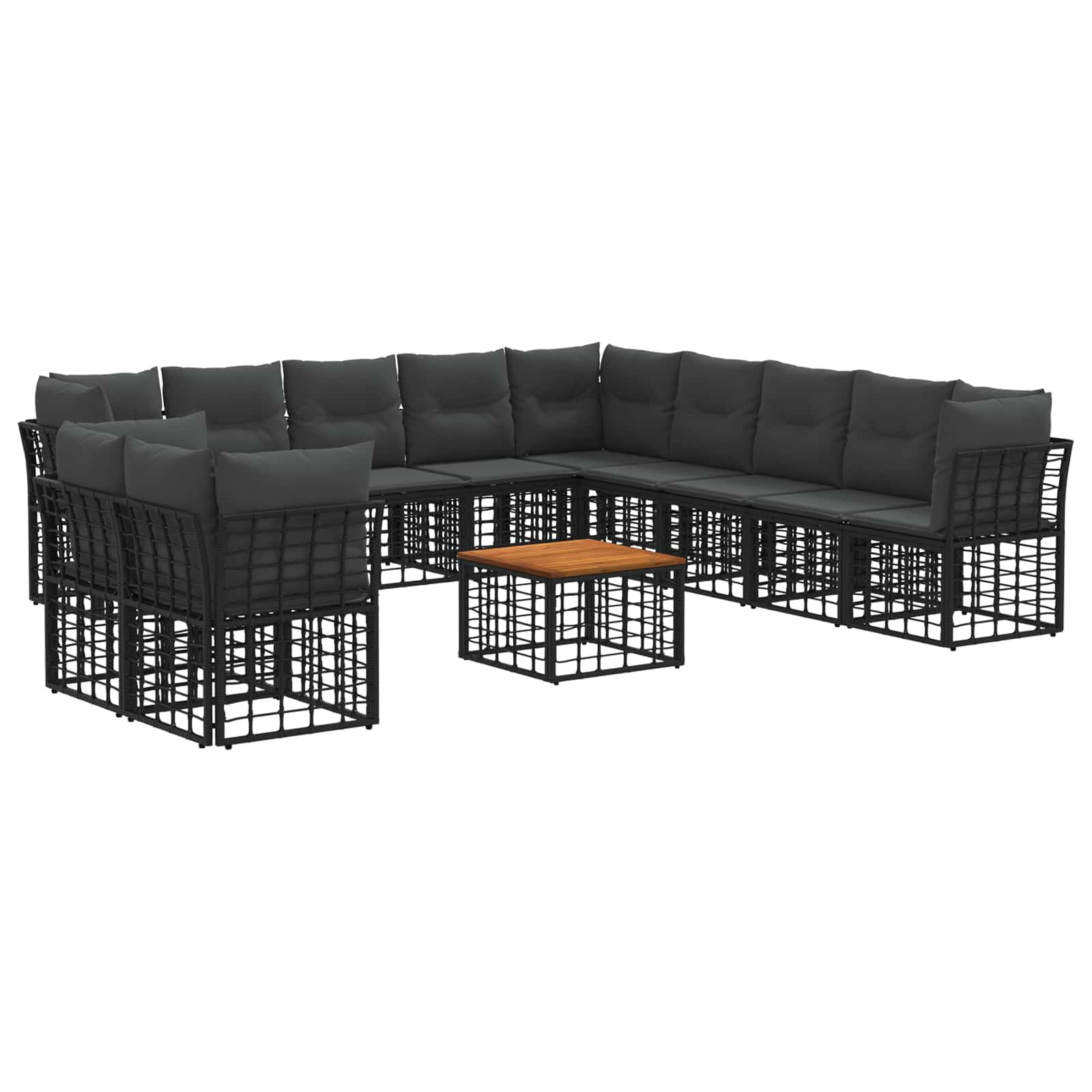 Σειρά Καναπέ Εξωτερικού 12 pcs Μαύρο και Σκούρο Γκρίζο - Pakobazaar