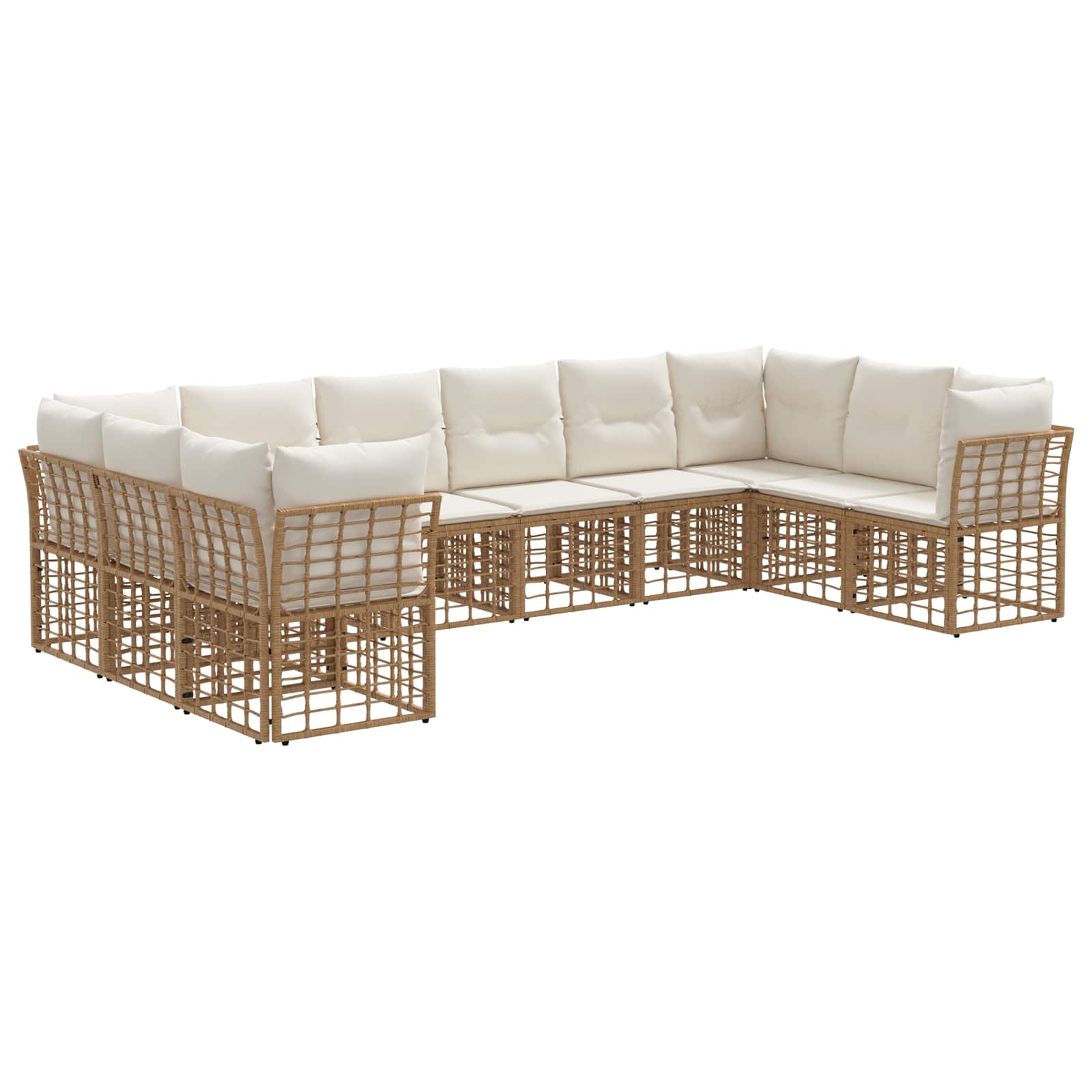 Σειρά Καναπέ Εξωτερικού Φυσικό και Κρέμα Λευκό Πολυεστέρας - Pakobazaar