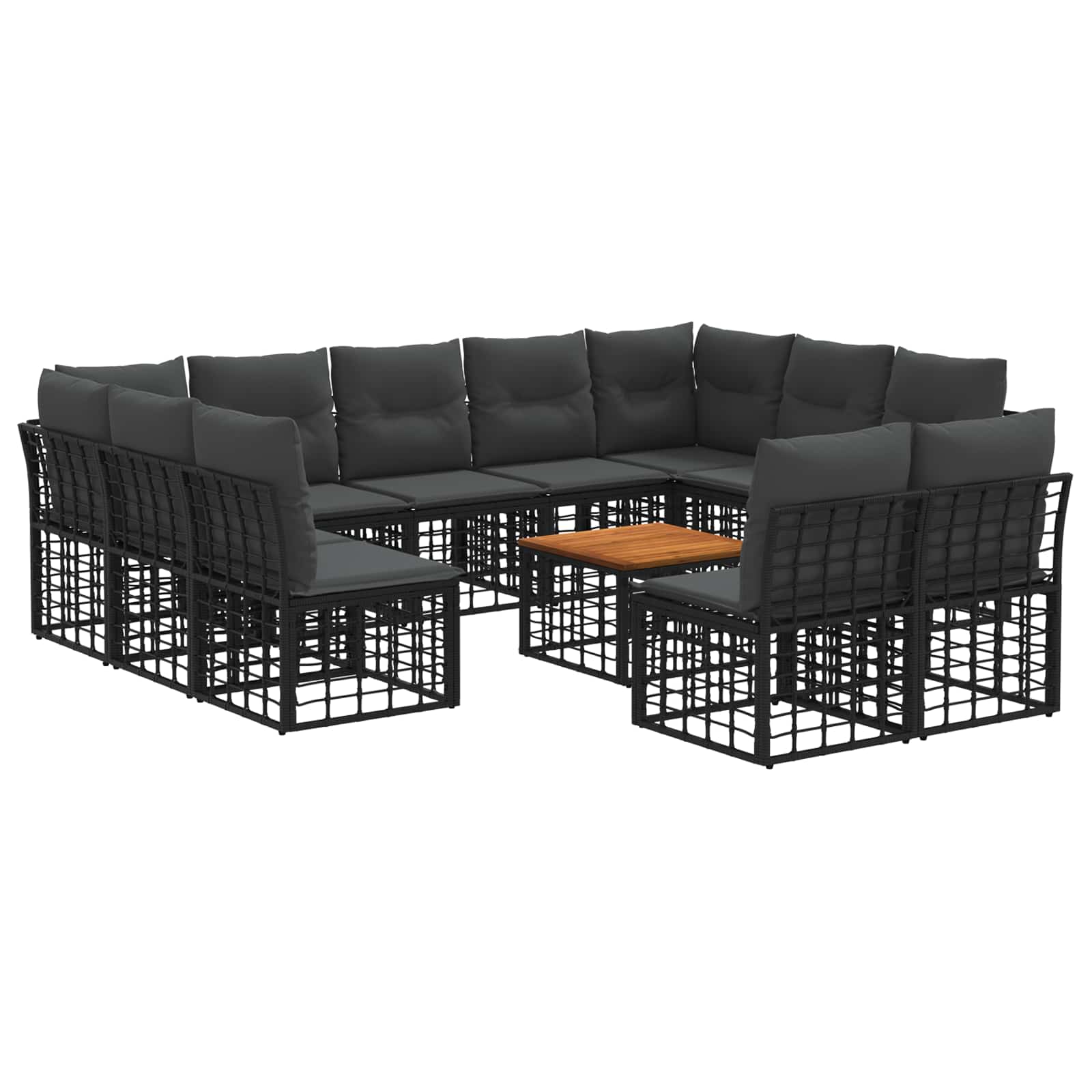Σειρά Καναπέ Εξωτερικού 12 pcs Μαύρο και Σκούρο Γκρίζο - Pakobazaar