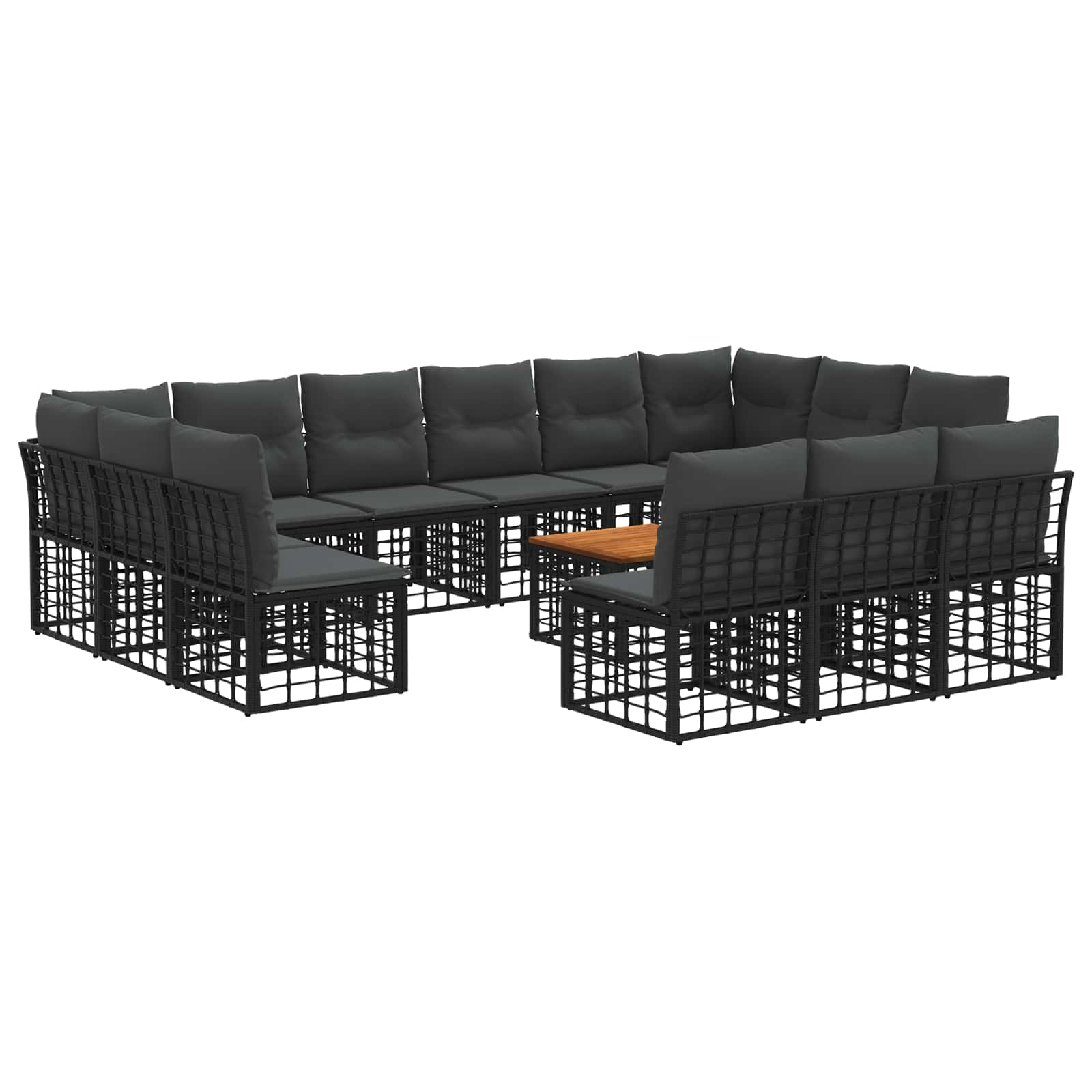 Σειρά Καναπέ Εξωτερικού 14 pcs Μαύρο και Σκούρο Γκρίζο - Pakobazaar