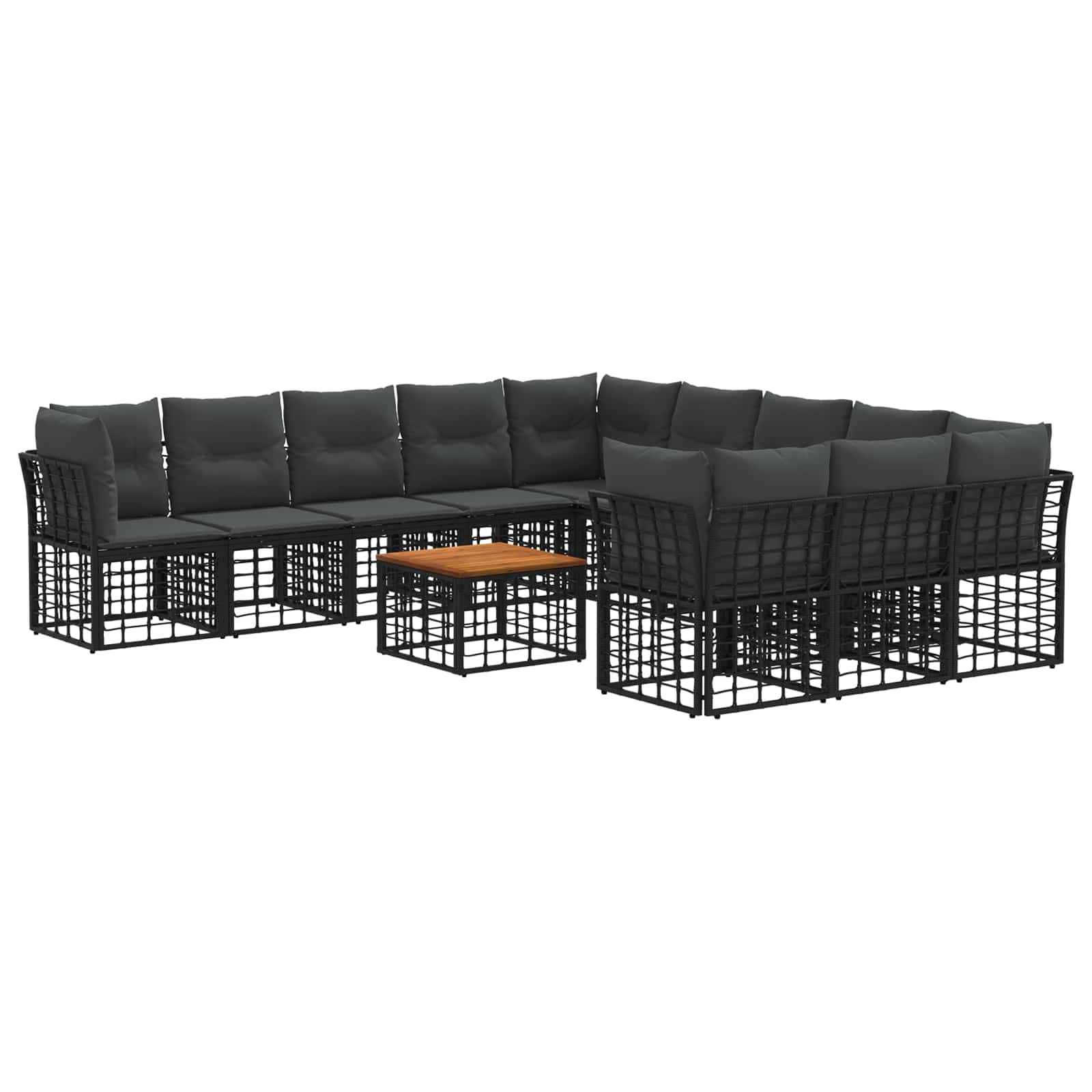 Σειρά Καναπέ Εξωτερικού 12 pcs Μαύρο και Σκούρο Γκρίζο - Pakobazaar