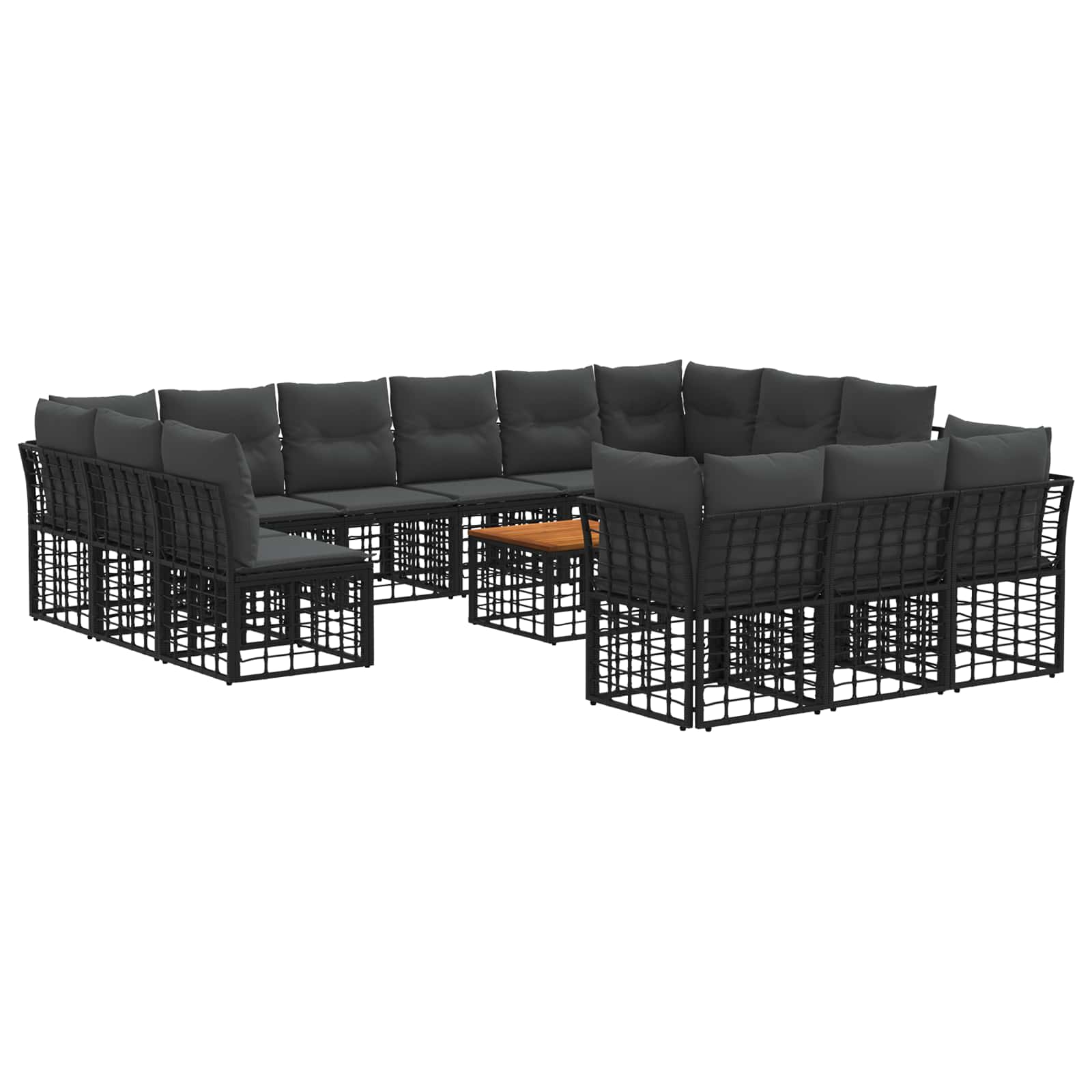 Σειρά Καναπέ Εξωτερικού 14 pcs Μαύρο και Σκούρο Γκρίζο - Pakobazaar