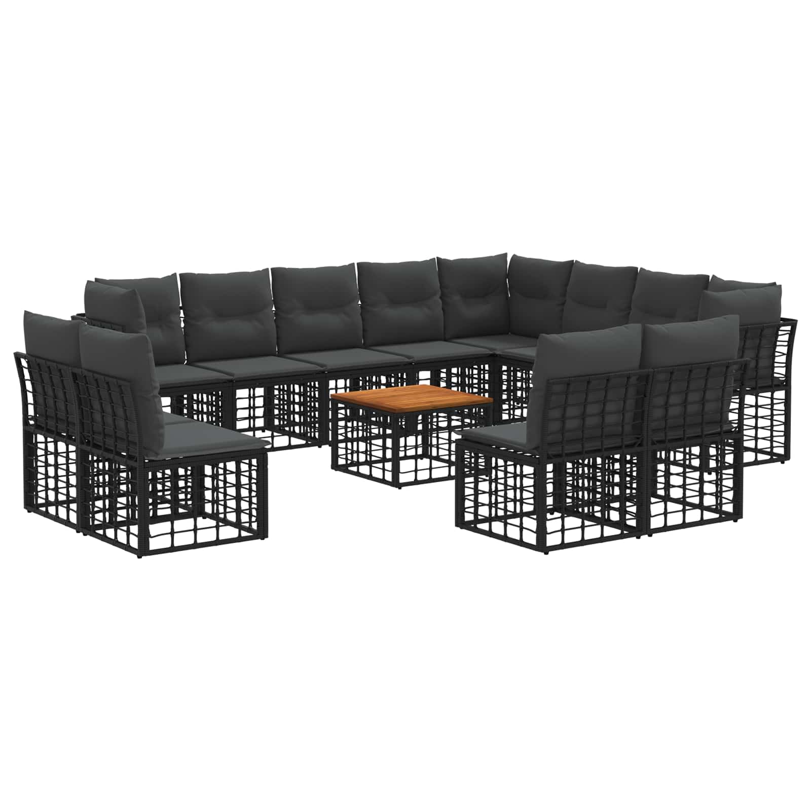 Σειρά Καναπέ Εξωτερικού 13 pcs Μαύρο και Σκούρο Γκρίζο - Pakobazaar