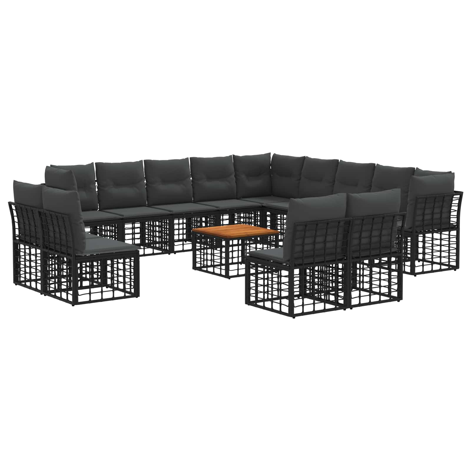 Σειρά Καναπέ Εξωτερικού 14 pcs Μαύρο και Σκούρο Γκρίζο - Pakobazaar