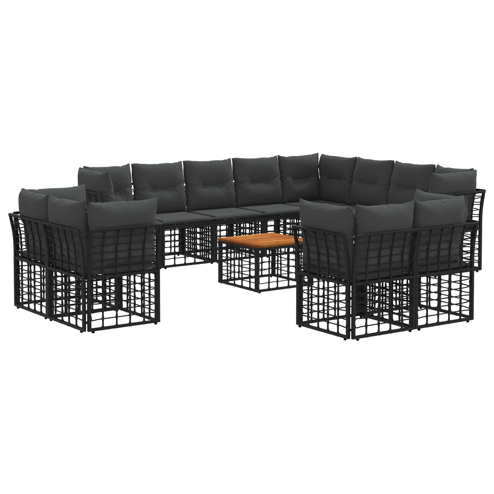 Σειρά Καναπέ Εξωτερικού 13 pcs Μαύρο και Σκούρο Γκρίζο - Pakobazaar