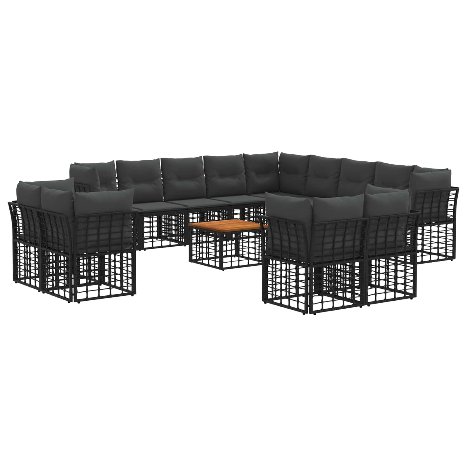 Σειρά Καναπέ Εξωτερικού 14 pcs Μαύρο και Σκούρο Γκρίζο - Pakobazaar