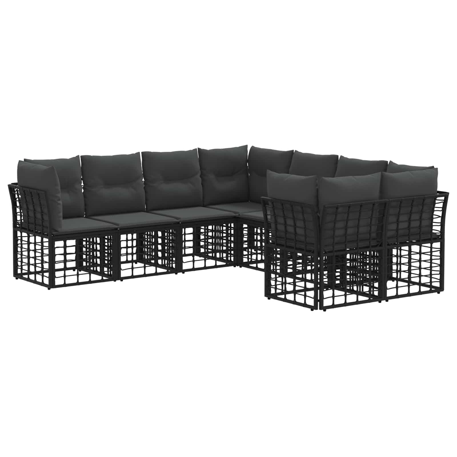 Σειρά Καναπέ Εξωτερικού 8 pcs Μαύρο και Σκούρο Γκρίζο - Pakobazaar