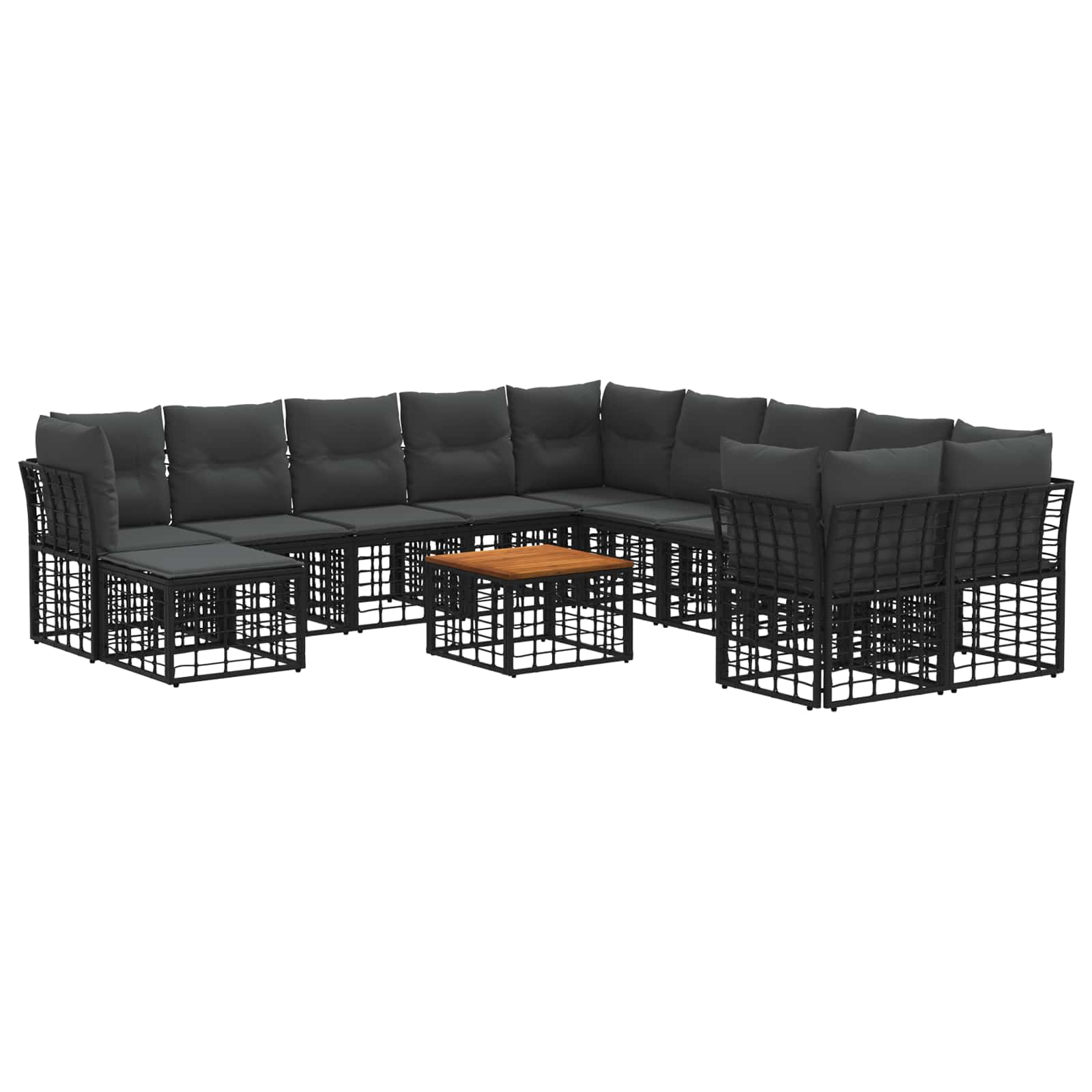 Σειρά Καναπέ Εξωτερικού 12 pcs Μαύρο και Σκούρο Γκρίζο - Pakobazaar