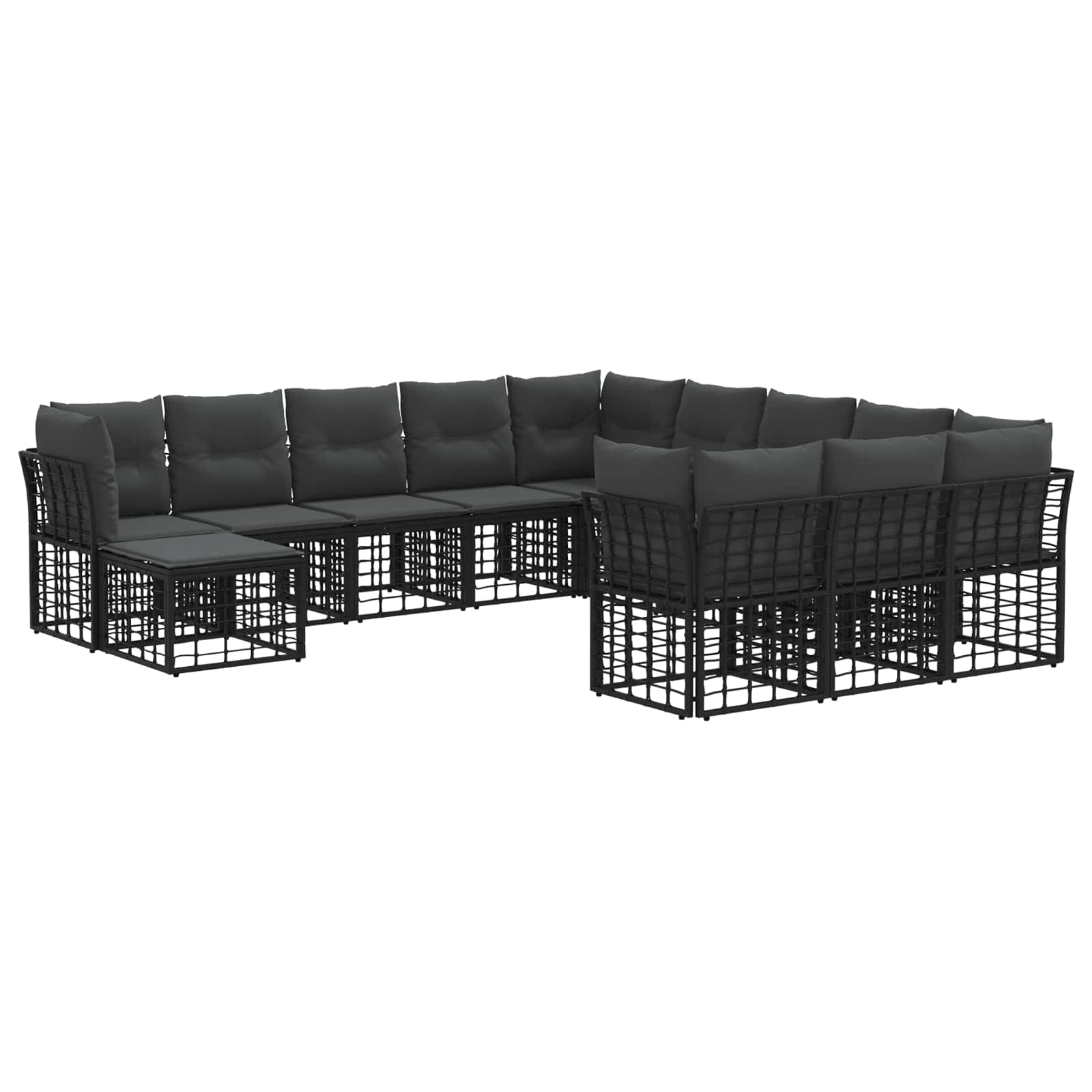 Σειρά Καναπέ Εξωτερικού 12 pcs Μαύρο και Σκούρο Γκρίζο - Pakobazaar