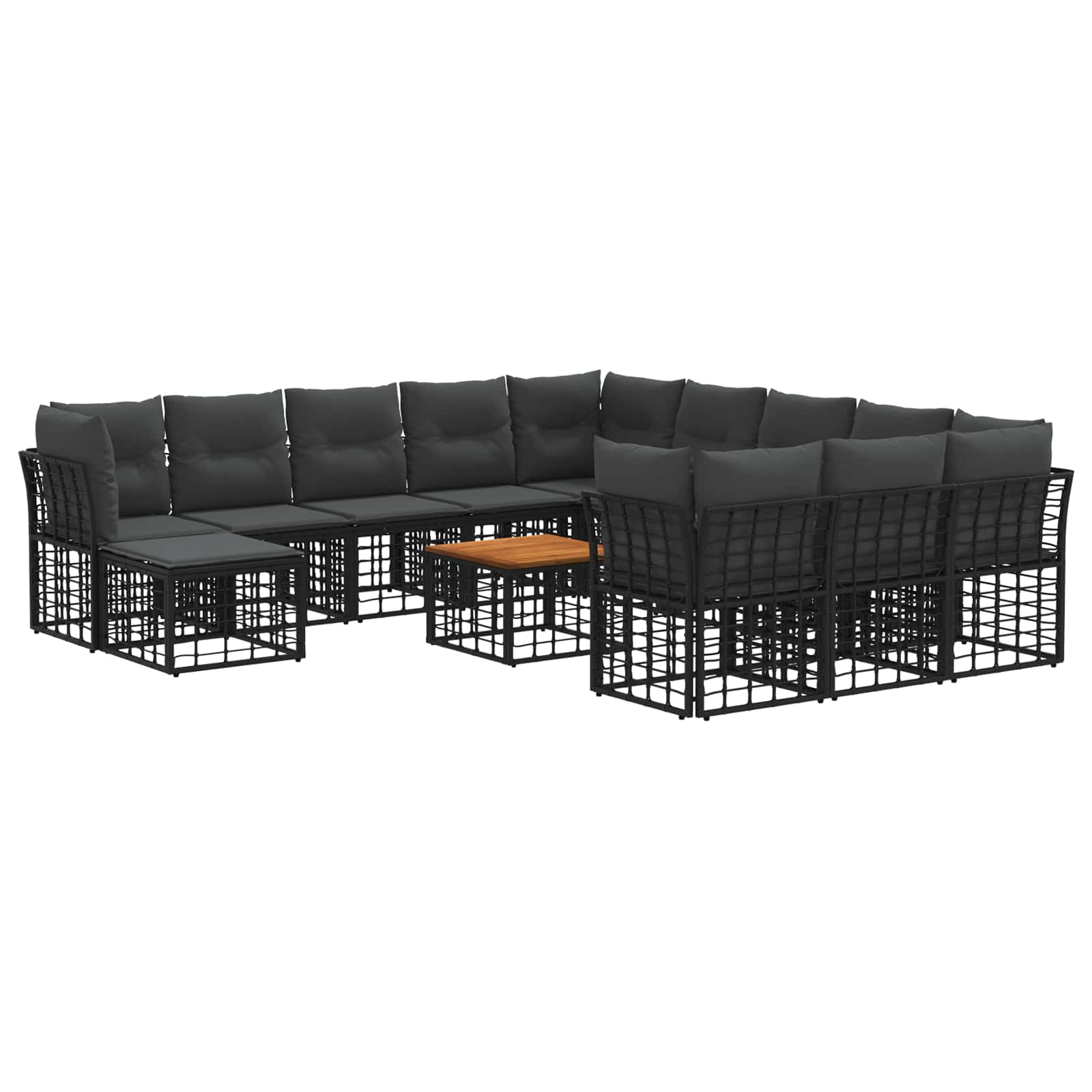 Σειρά Καναπέ Εξωτερικού 13 pcs Μαύρο και Σκούρο Γκρίζο - Pakobazaar
