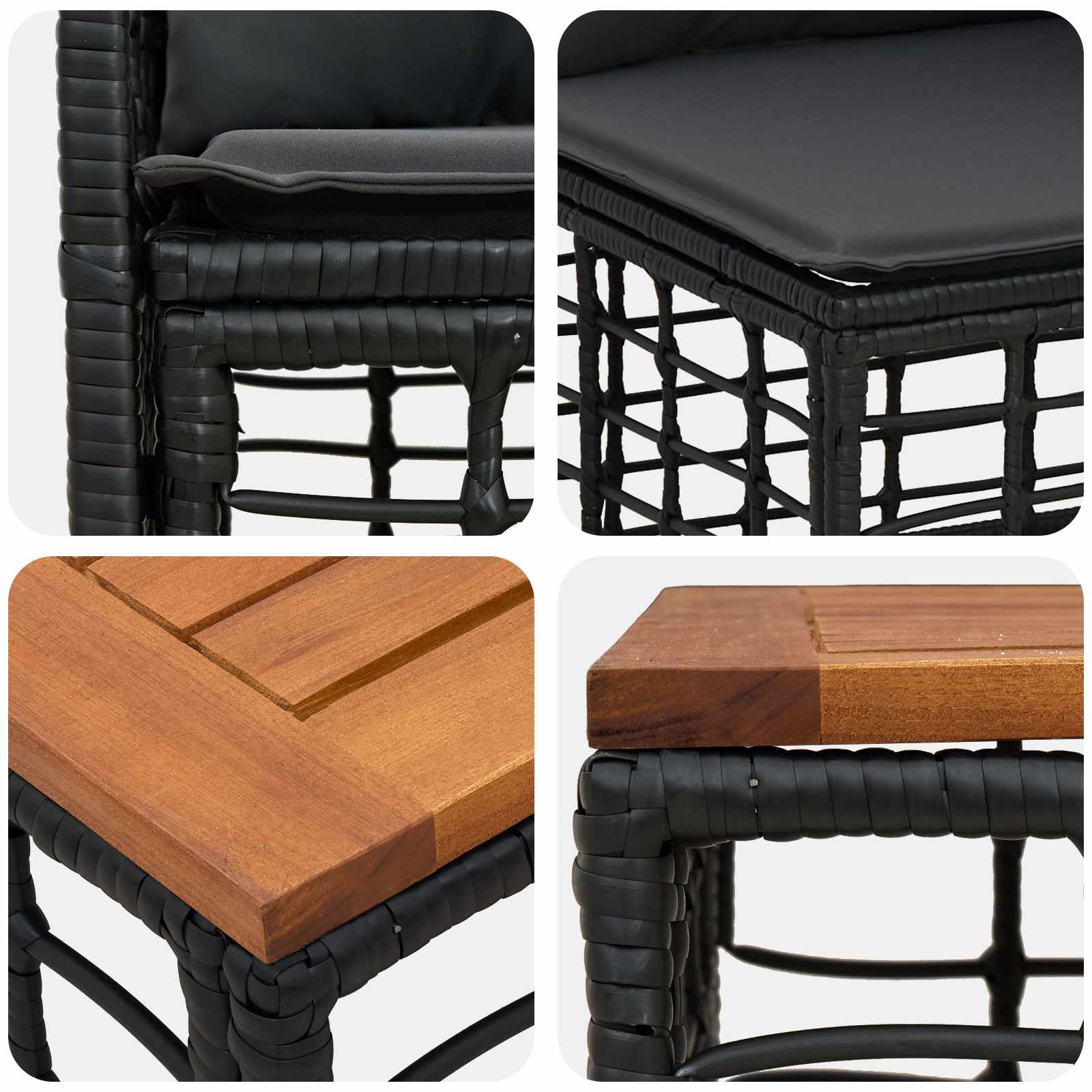 Σειρά Καναπέ Εξωτερικού 8 τμχ. Μαύρο και Σκούρο Γκρίζο - Pakobazaar