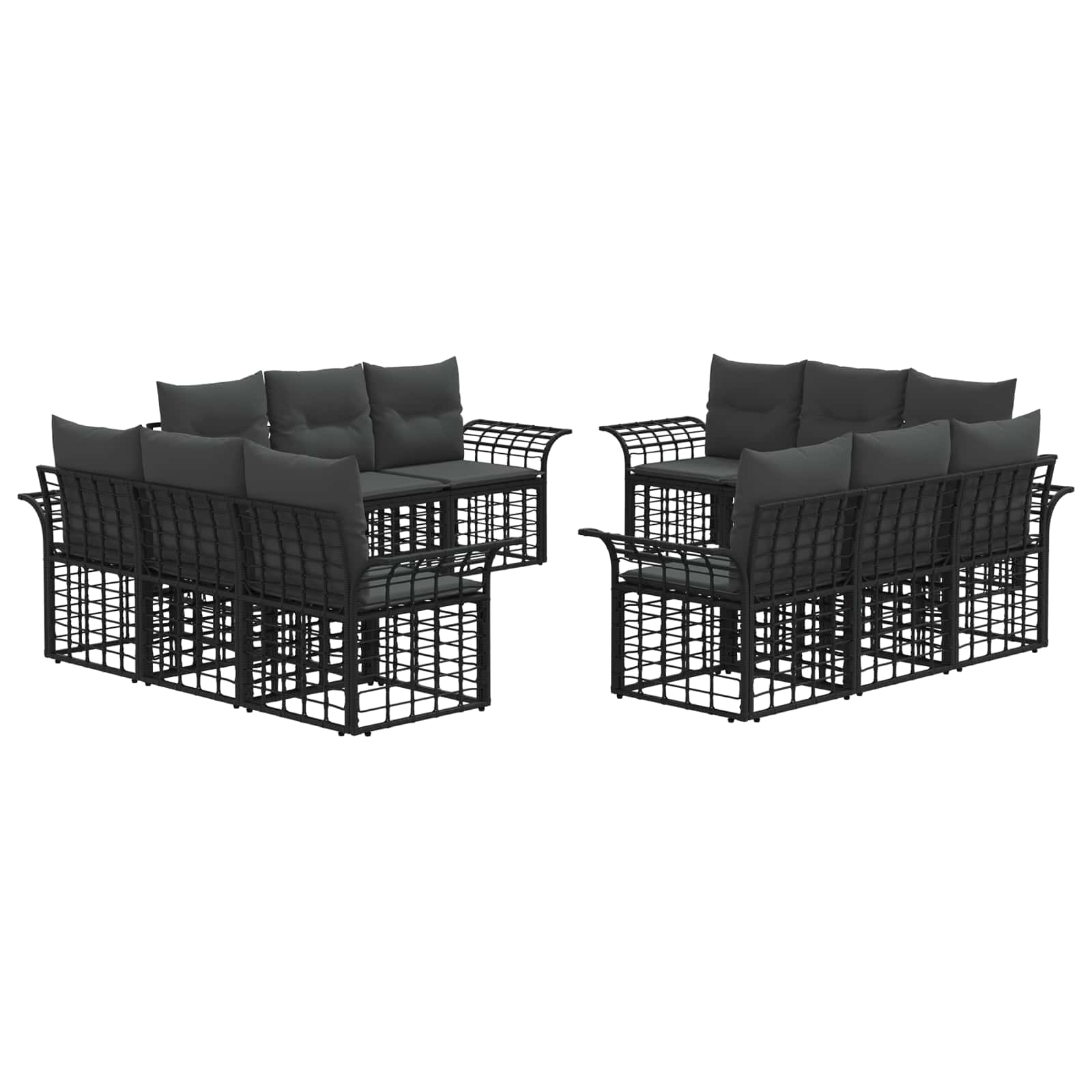 Σειρά Καναπέ Εξωτερικού 12 pcs Μαύρο και Σκούρο Γκρίζο - Pakobazaar