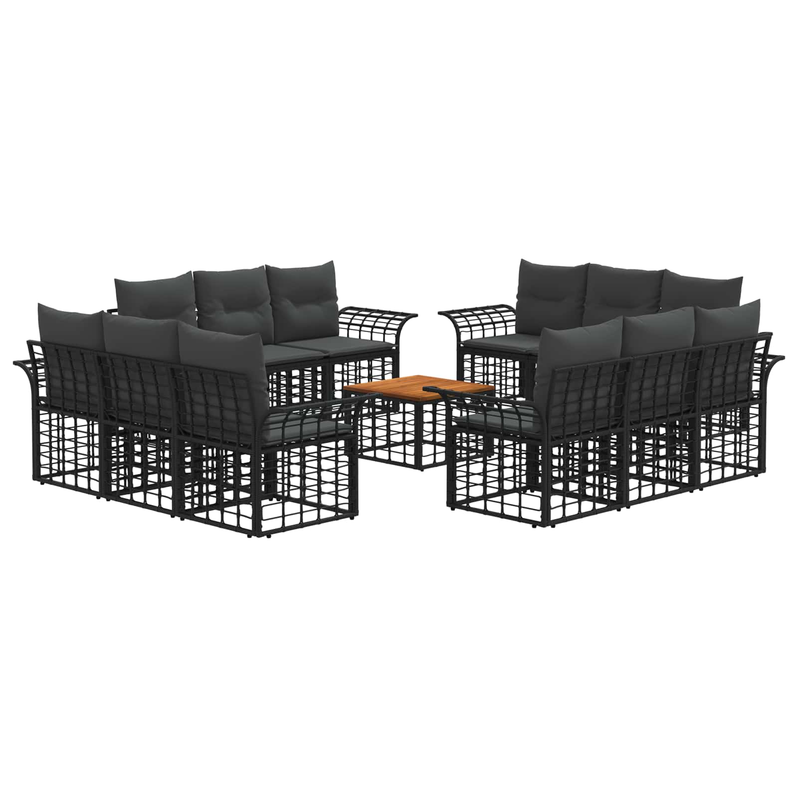 Σειρά Καναπέ Εξωτερικού 13 pcs Μαύρο και Σκούρο Γκρίζο - Pakobazaar