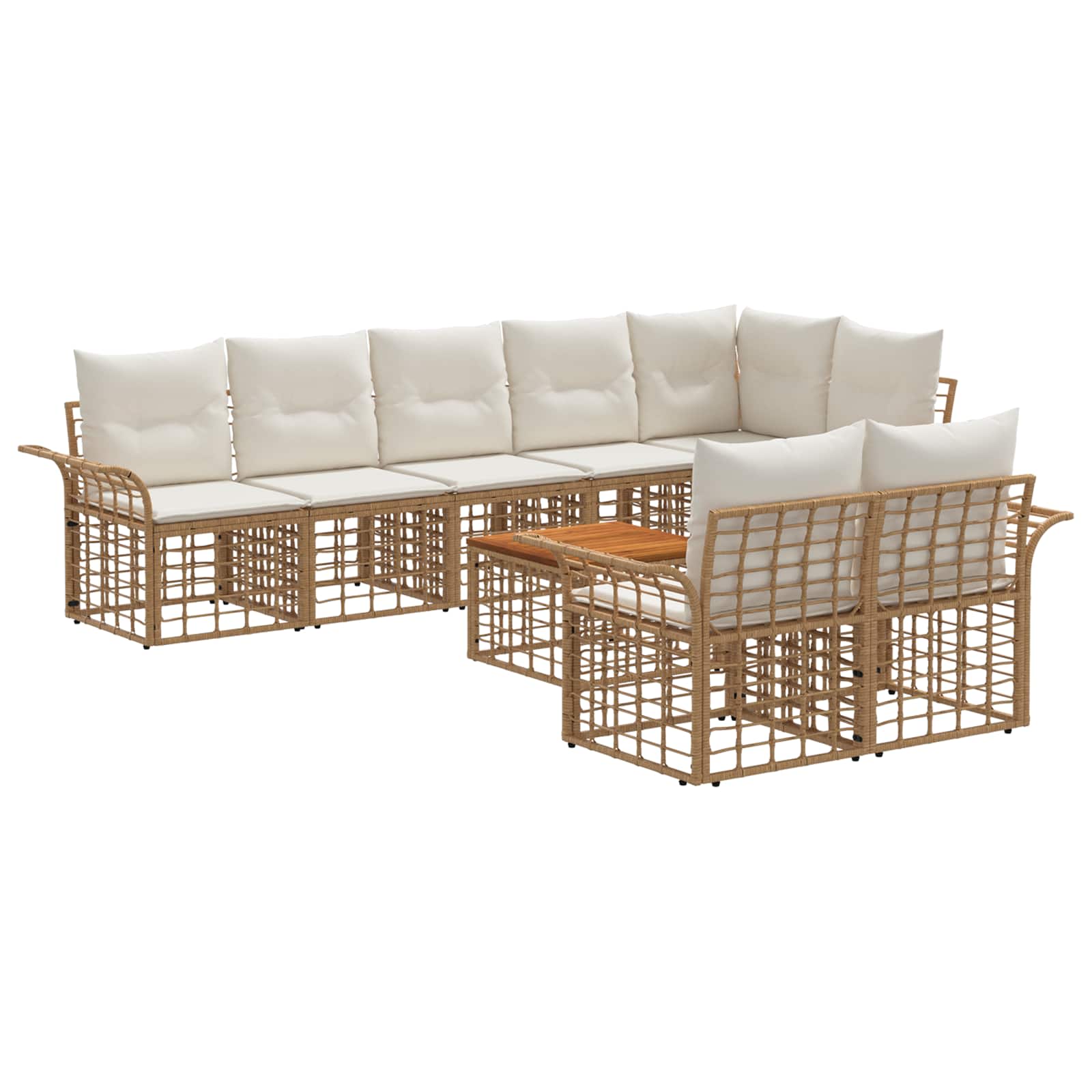 Σειρά Καναπέ Εξωτερικού 9 pcs Φυσικό και Κρέμα Λευκό - Pakobazaar