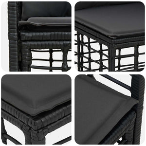 Σειρά Καναπέ Εξωτερικού 9 pcs Μαύρο και Σκούρο Γκρίζο - Pakobazaar