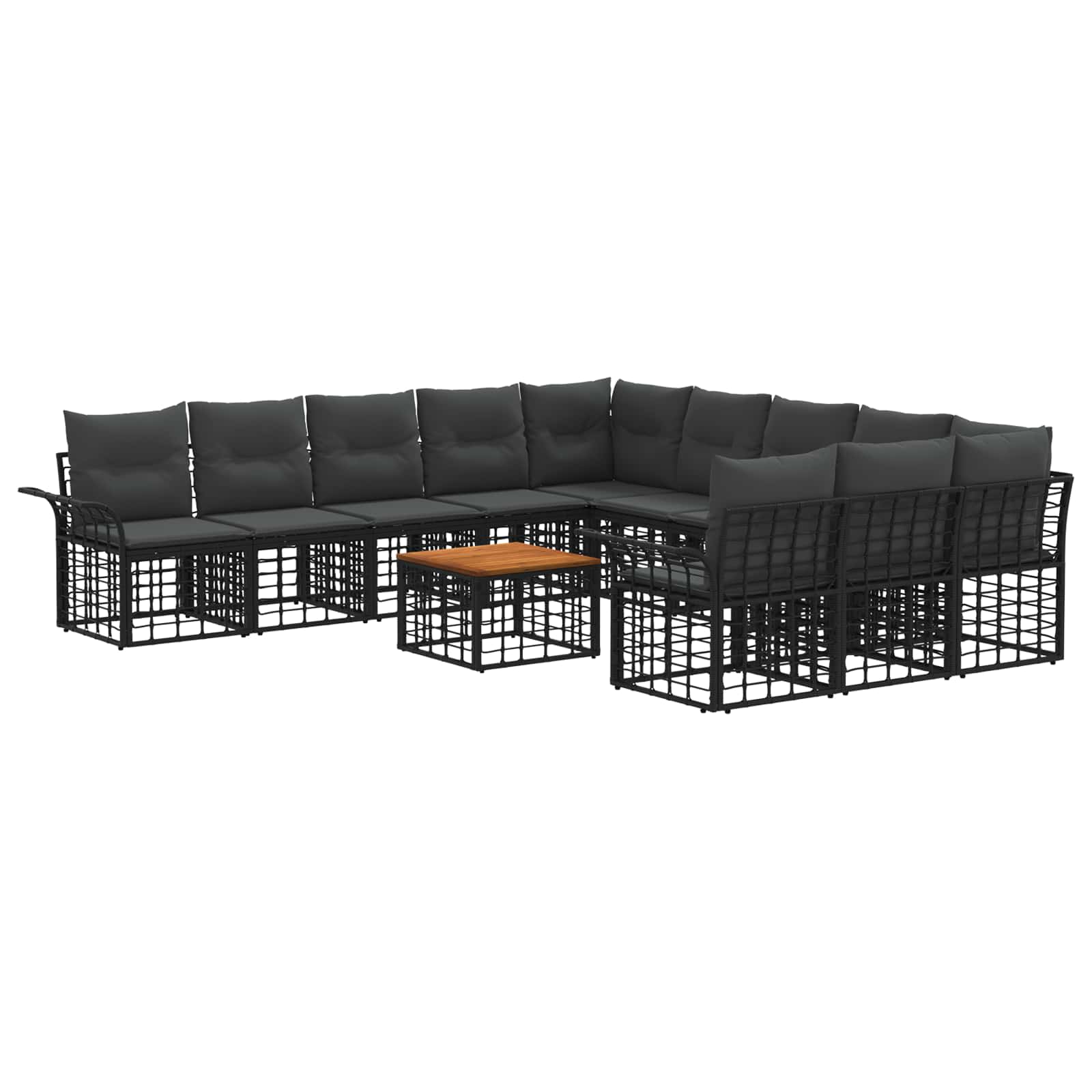 Σειρά Καναπέ Εξωτερικού 12 pcs Μαύρο και Σκούρο Γκρίζο - Pakobazaar