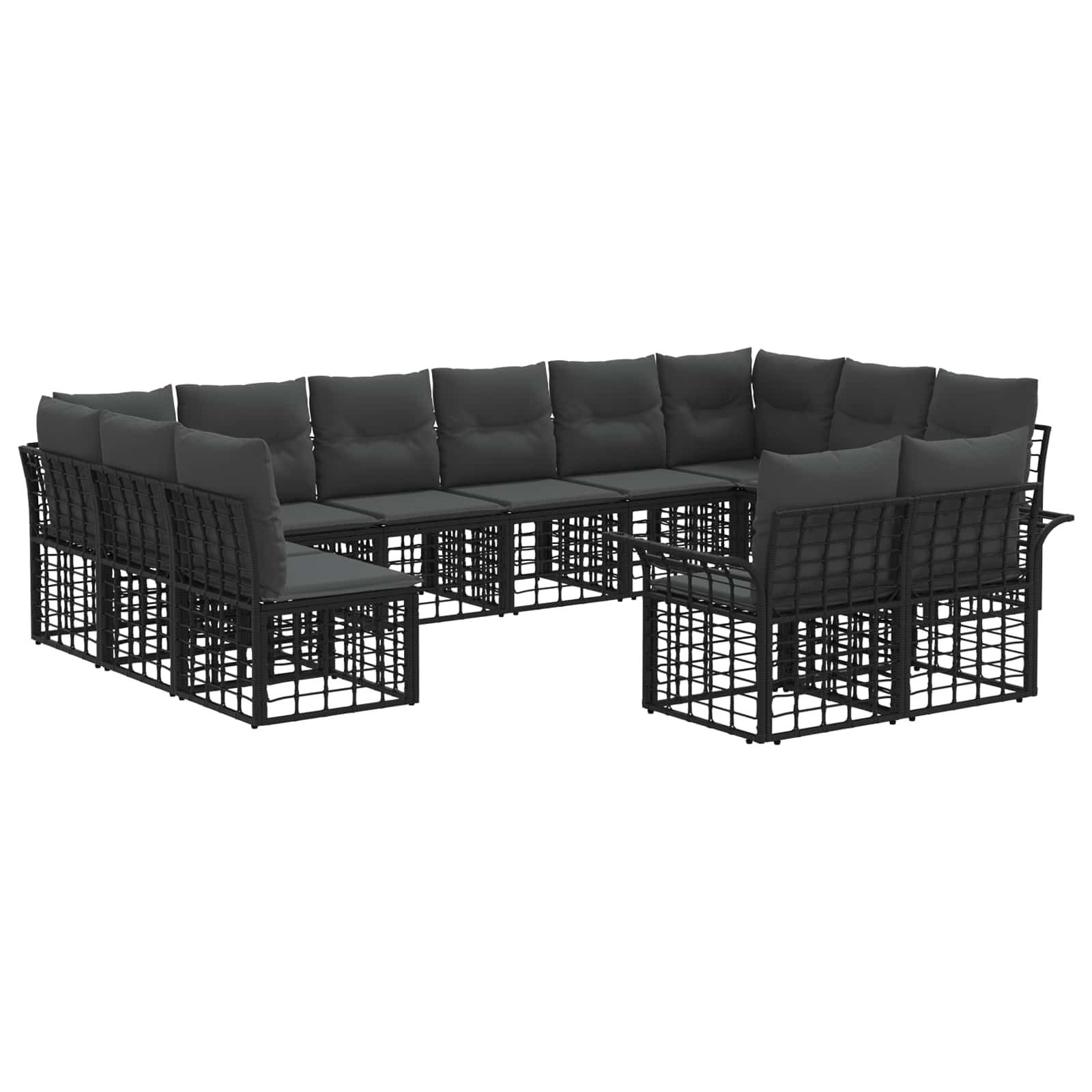 Σειρά Καναπέ Εξωτερικού 12 pcs Μαύρο και Σκούρο Γκρίζο - Pakobazaar