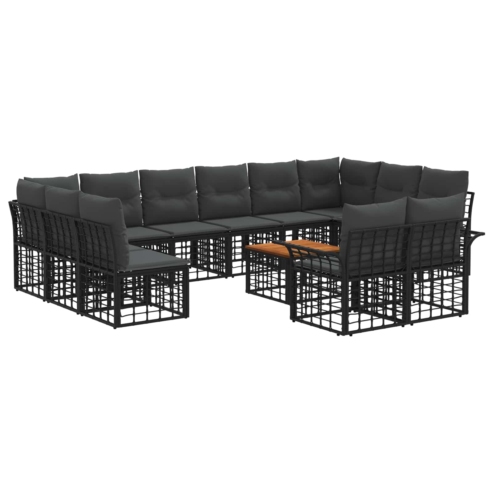 Σειρά Καναπέ Εξωτερικού 13 pcs Μαύρο και Σκούρο Γκρίζο - Pakobazaar