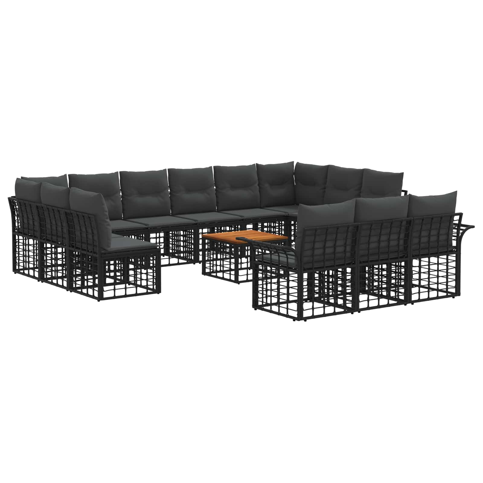 Σειρά Καναπέ Εξωτερικού 14 pcs Μαύρο και Σκούρο Γκρίζο - Pakobazaar