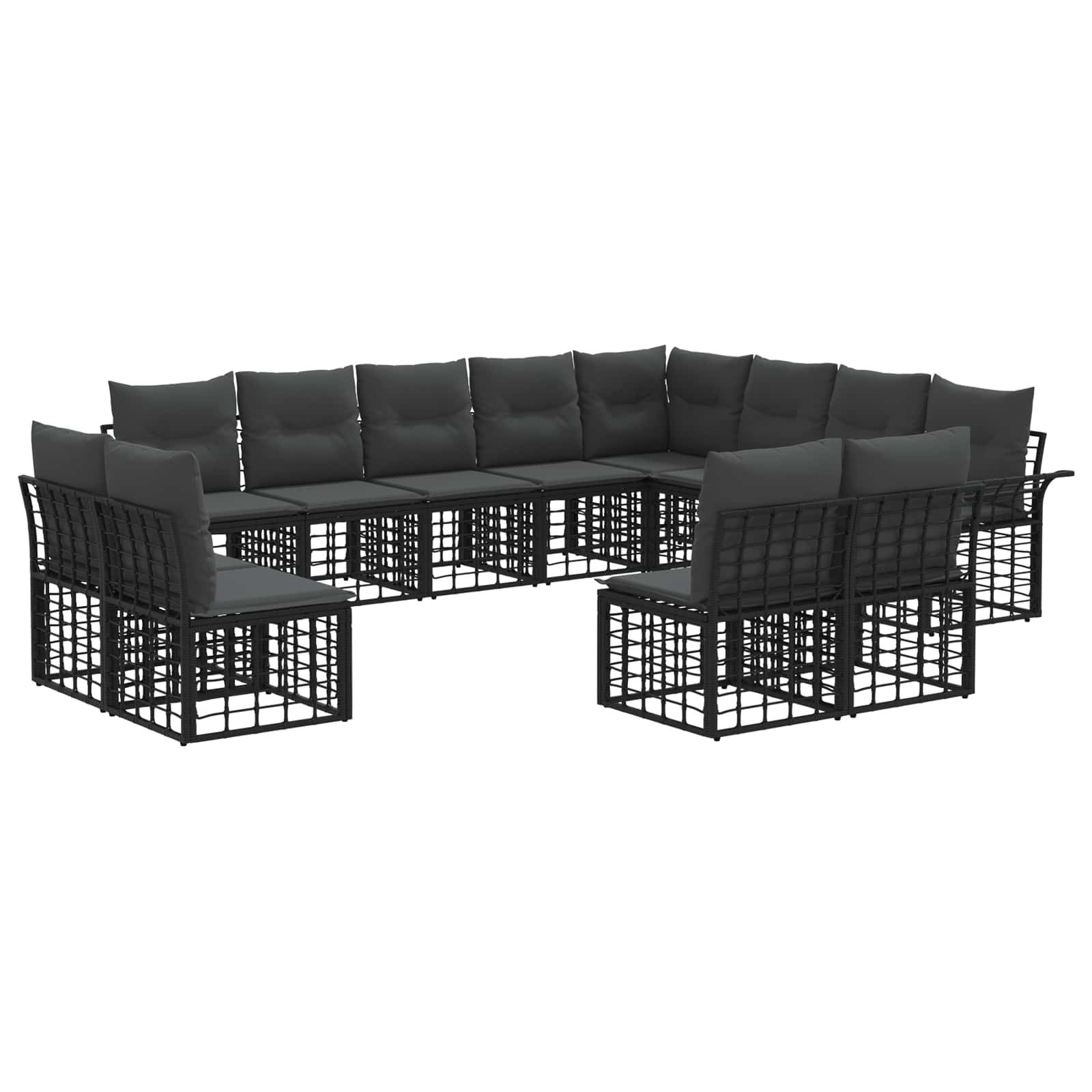 Σειρά Καναπέ Εξωτερικού 12 pcs Μαύρο και Σκούρο Γκρίζο - Pakobazaar
