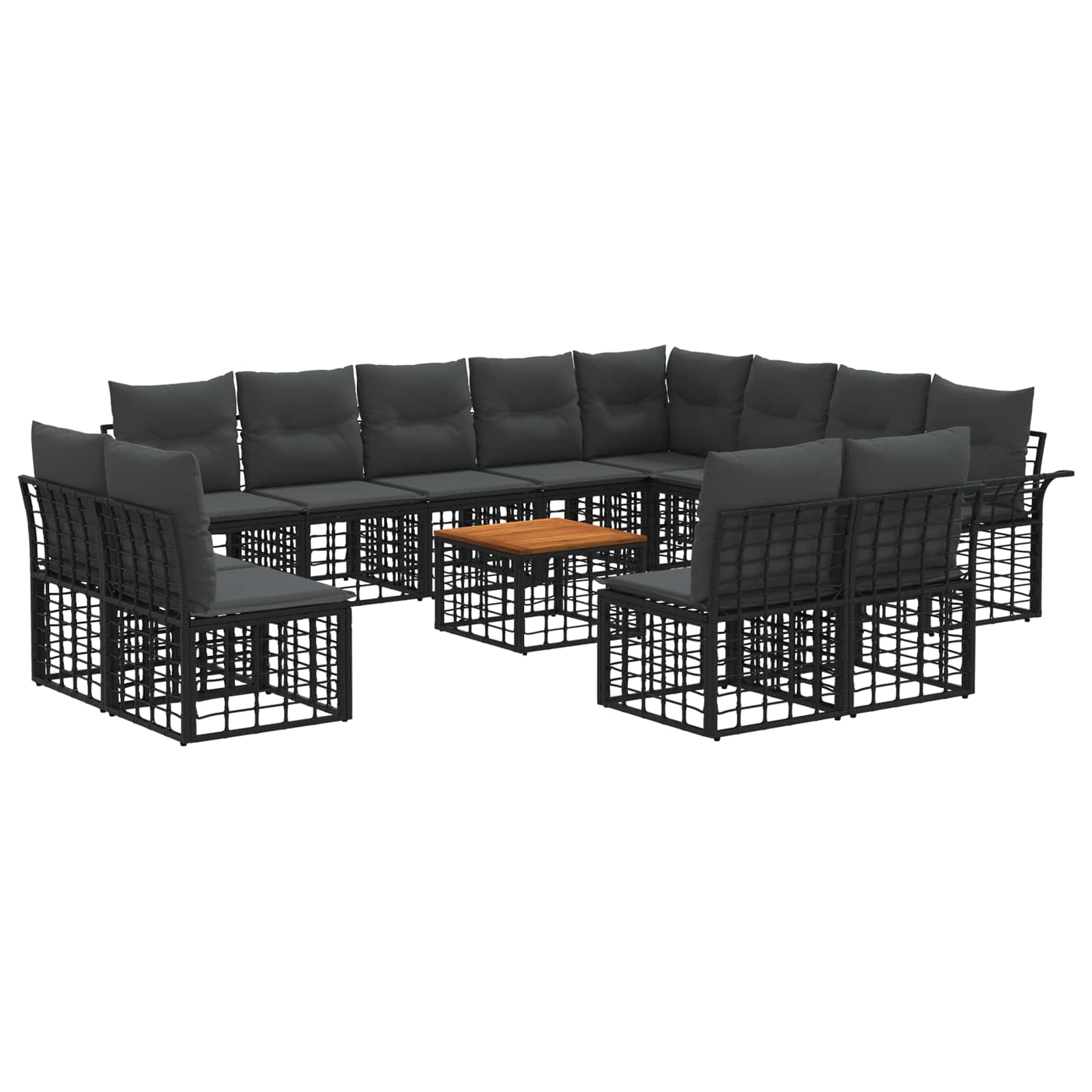 Σειρά Καναπέ Εξωτερικού 13 pcs Μαύρο και Σκούρο Γκρίζο - Pakobazaar