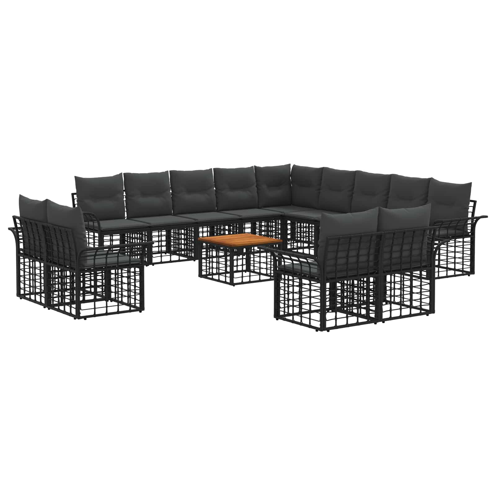 Σειρά Καναπέ Εξωτερικού 14 pcs Μαύρο και Σκούρο Γκρίζο - Pakobazaar