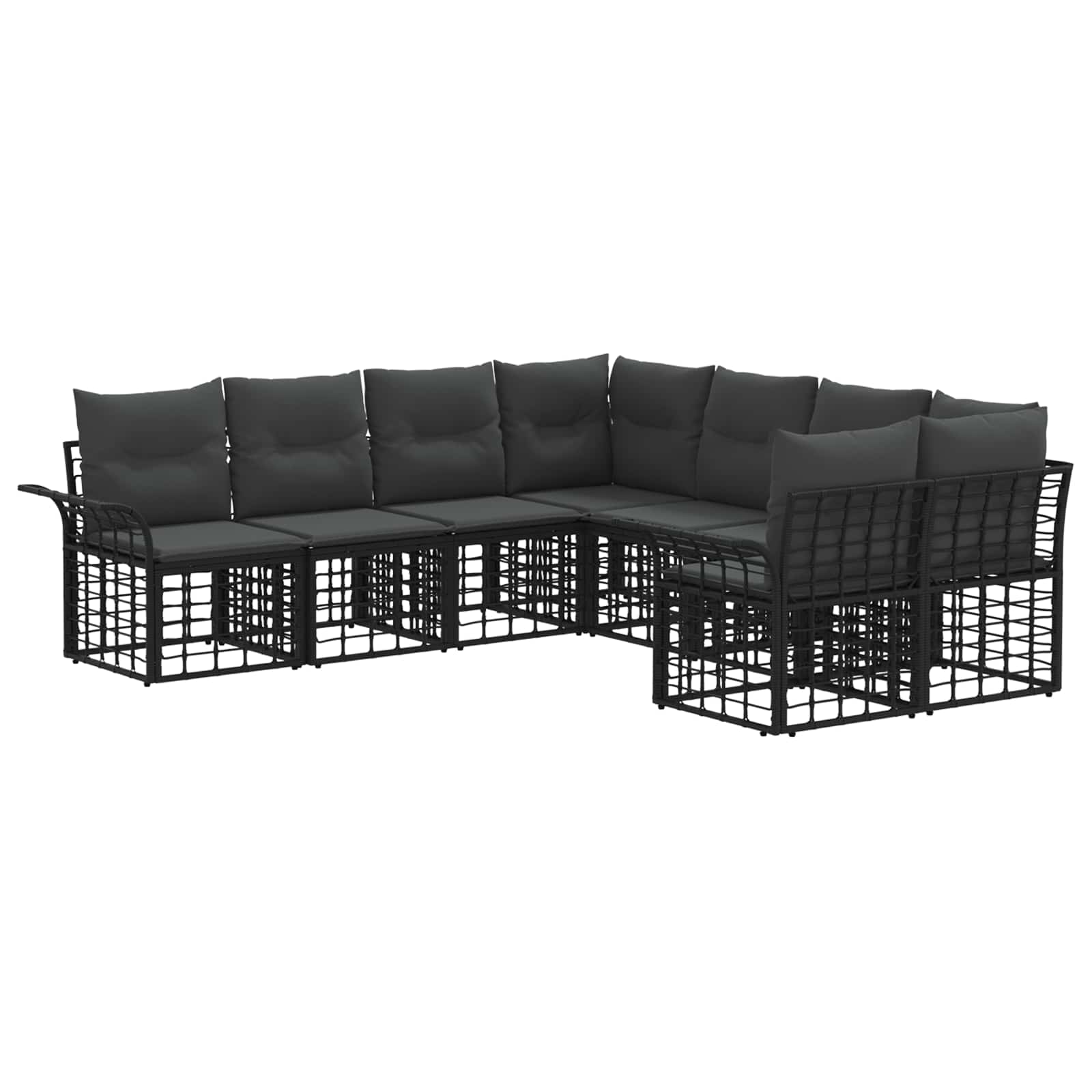 Σειρά Καναπέ Εξωτερικού 8 pcs Μαύρο και Σκούρο Γκρίζο - Pakobazaar