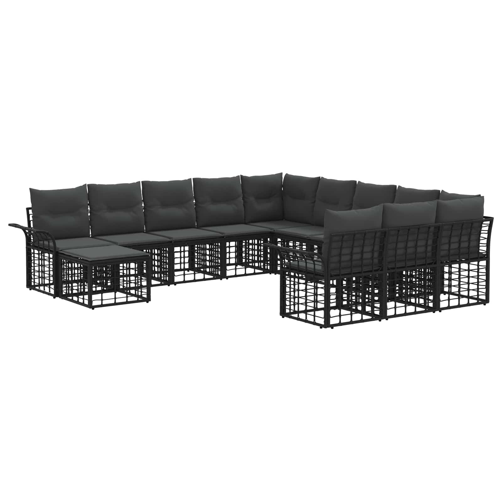 Σετ Καναπέ Κήπου 12 pcs Μαύρο και Σκούρο Γκρίζο συνθετικό ρατάν - Pakobazaar
