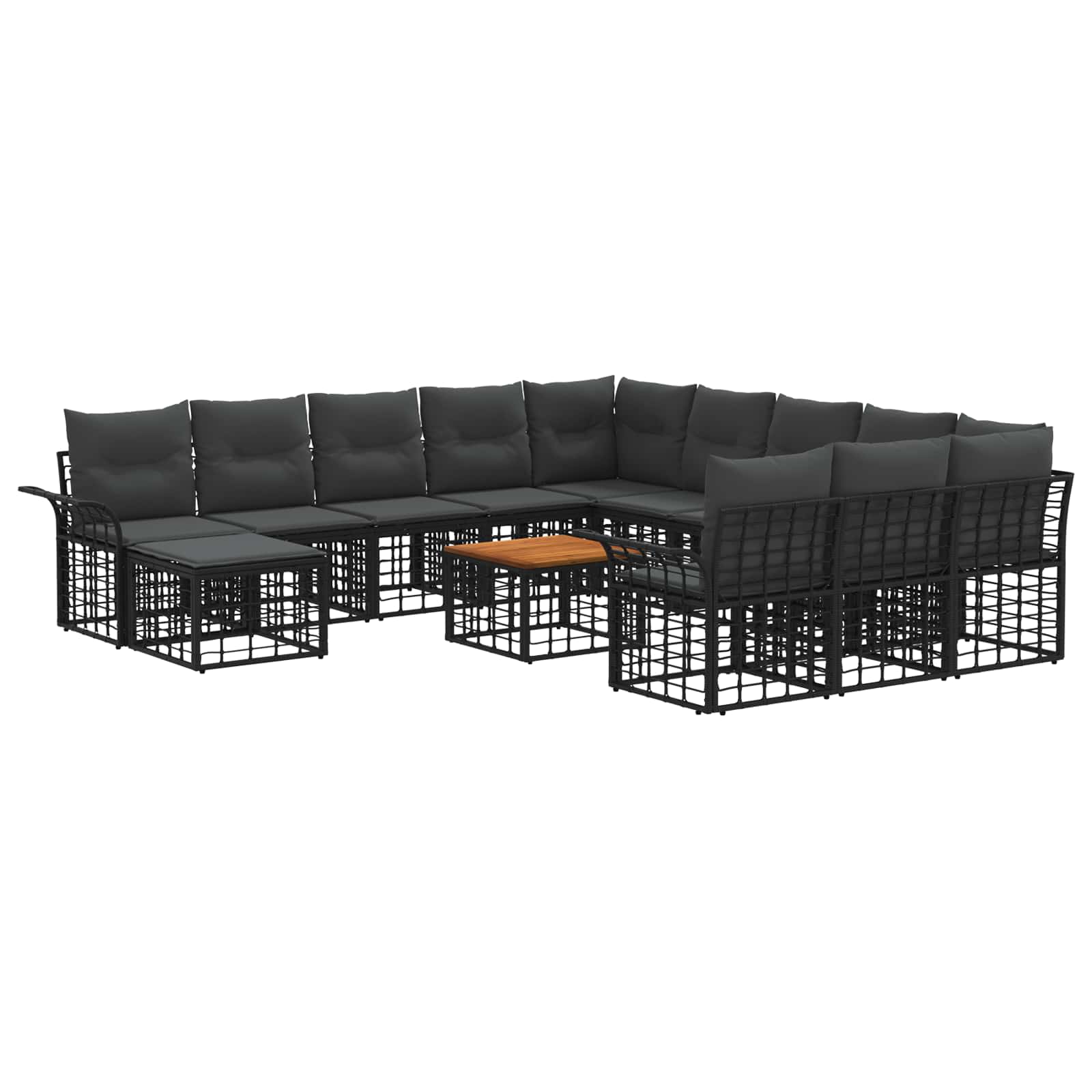Σετ Καναπέ Κήπου 13 pcs Μαύρο και Σκούρο Γκρίζο συνθετικό ρατάν - Pakobazaar
