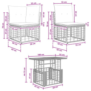 Σετ Καναπέ Κήπου 9 τμχ. Μαύρο και Σκούρο γκρι συνθετικό ρατάν - Pakobazaar