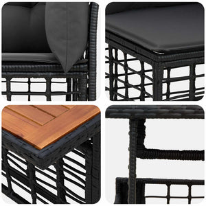Σετ Καναπέ Κήπου 14 τμχ. Μαύρο και Σκούρο γκρι συνθετικό ρατάν - Pakobazaar