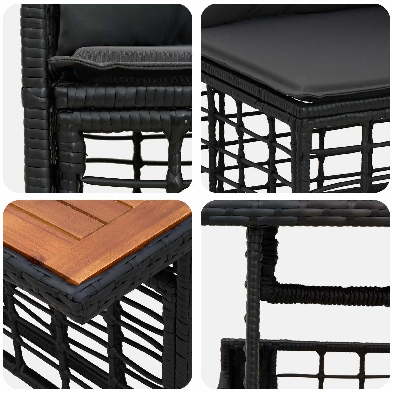 Σετ Καναπέ Κήπου 7 τμχ. Μαύρο και Σκούρο γκρι συνθετικό ρατάν - Pakobazaar