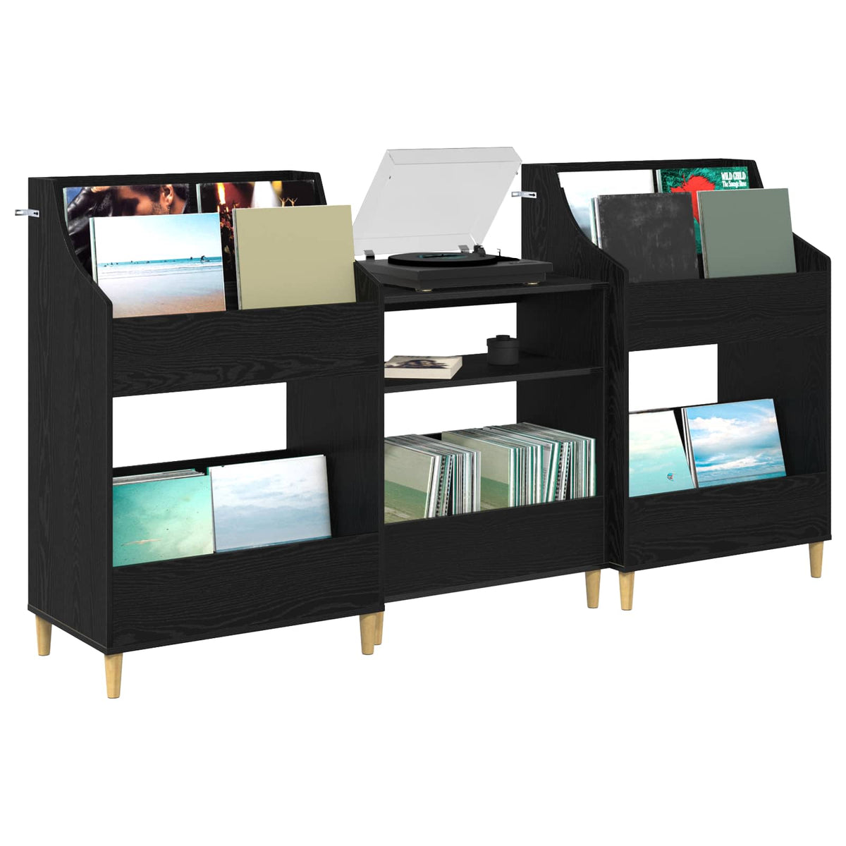 Σετ Ραφιών Μέσων 3 τμχ. Μαύρη Δρυς 212 x 46 x 112 cm - Pakobazaar