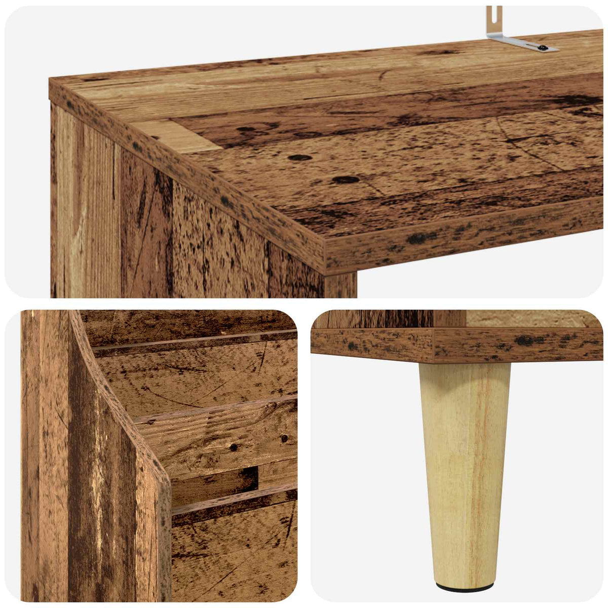 Σετ Ραφιών Μέσων 3 τμχ. Παλαιωμένο ξύλο 212 x 46 x 112 cm - Pakobazaar