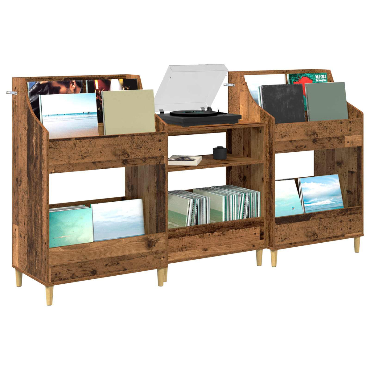 Σετ Ραφιών Μέσων 3 τμχ. Παλαιωμένο ξύλο 212 x 46 x 112 cm - Pakobazaar