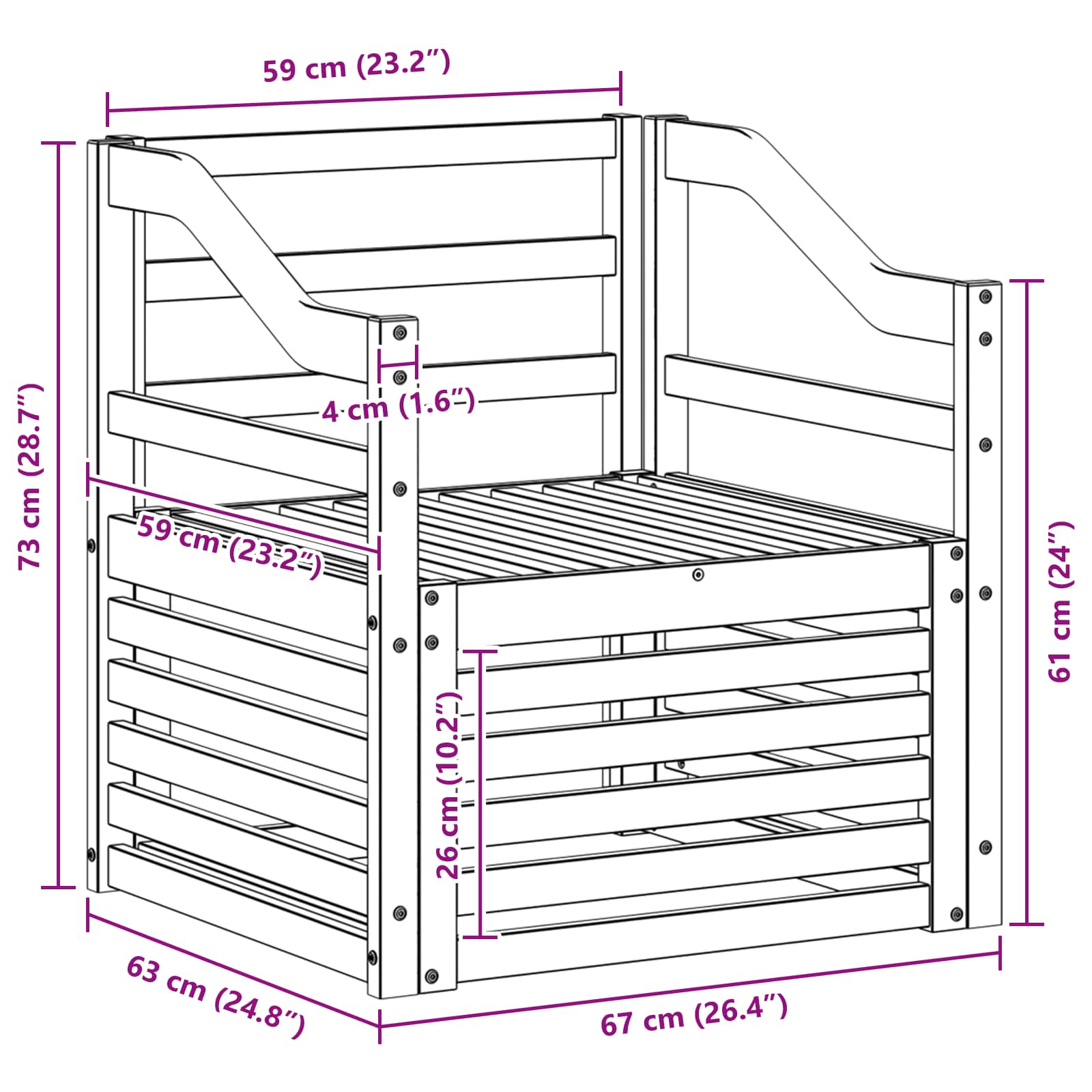 Σειρά Καναπέ Εξωτερικού Φυσικό 67 x 63 x 73 εκ. - Pakobazaar