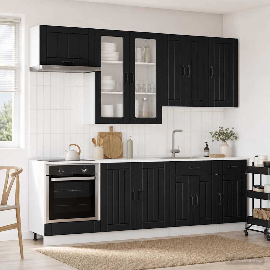 Μονάδα κουζίνας LUCCA 8 pcs Μαύρο Επεξεργασμένο Ξύλο - Pakobazaar