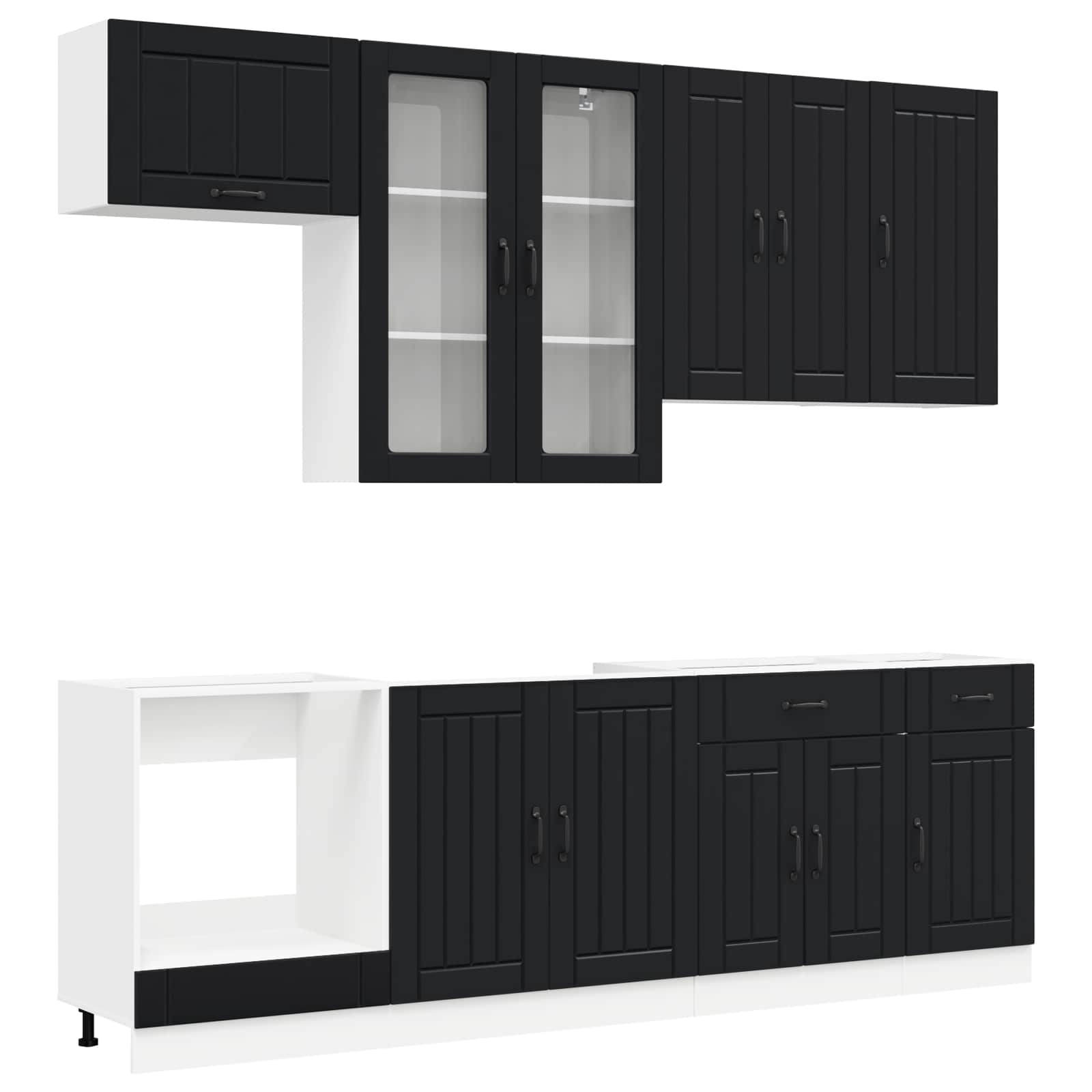 Μονάδα κουζίνας LUCCA 8 pcs Μαύρο Επεξεργασμένο Ξύλο - Pakobazaar